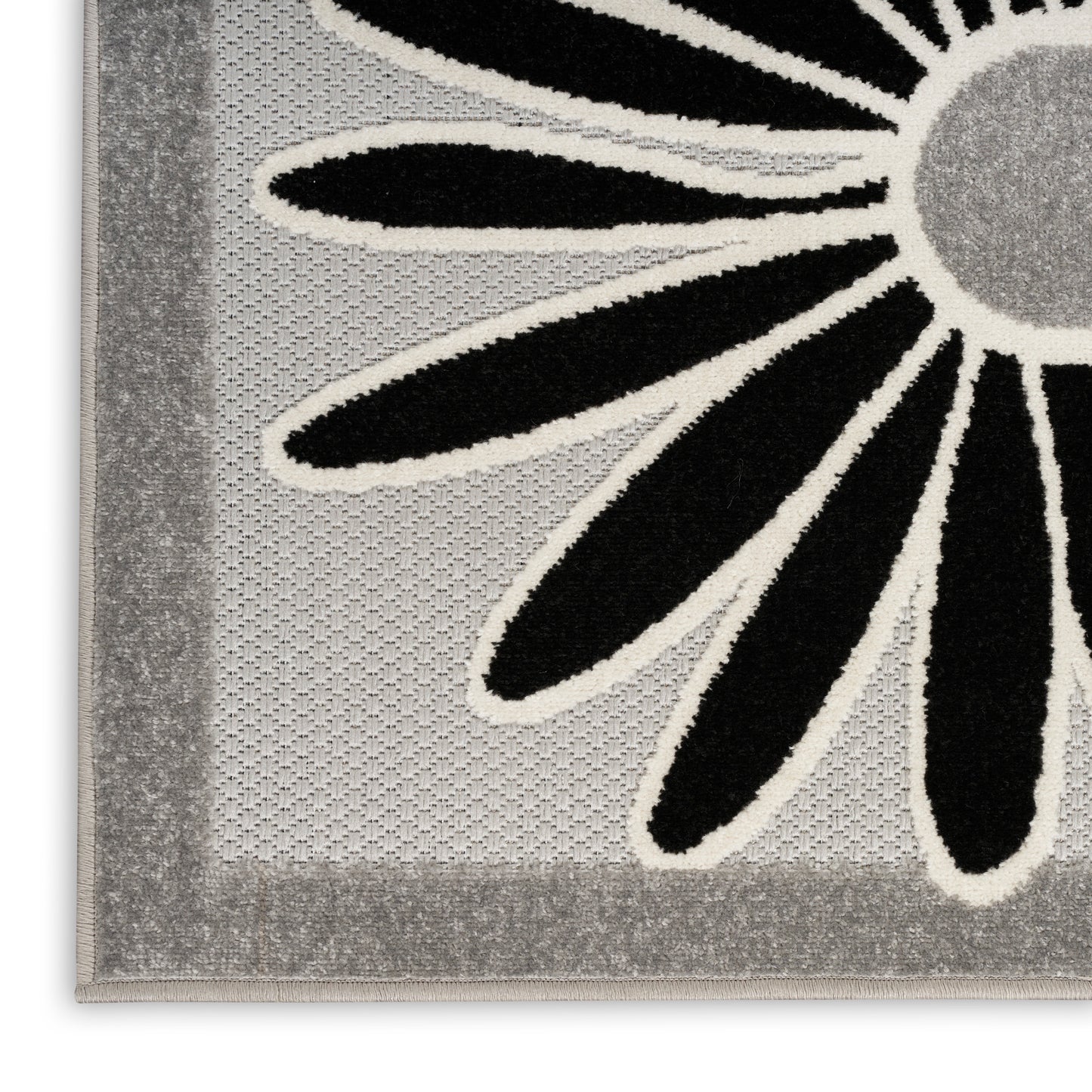 Nourison Aloha 2' x 6' Black White Outdoor Rug