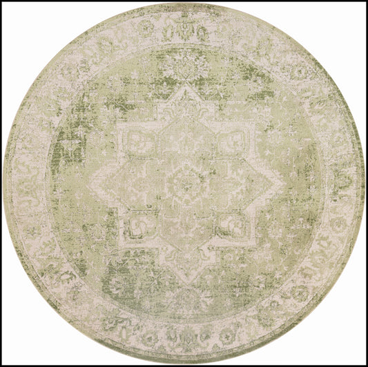 Nourison Astra Machine Washable 7'10" x Round Ivory Green Vintage Indoor Rug