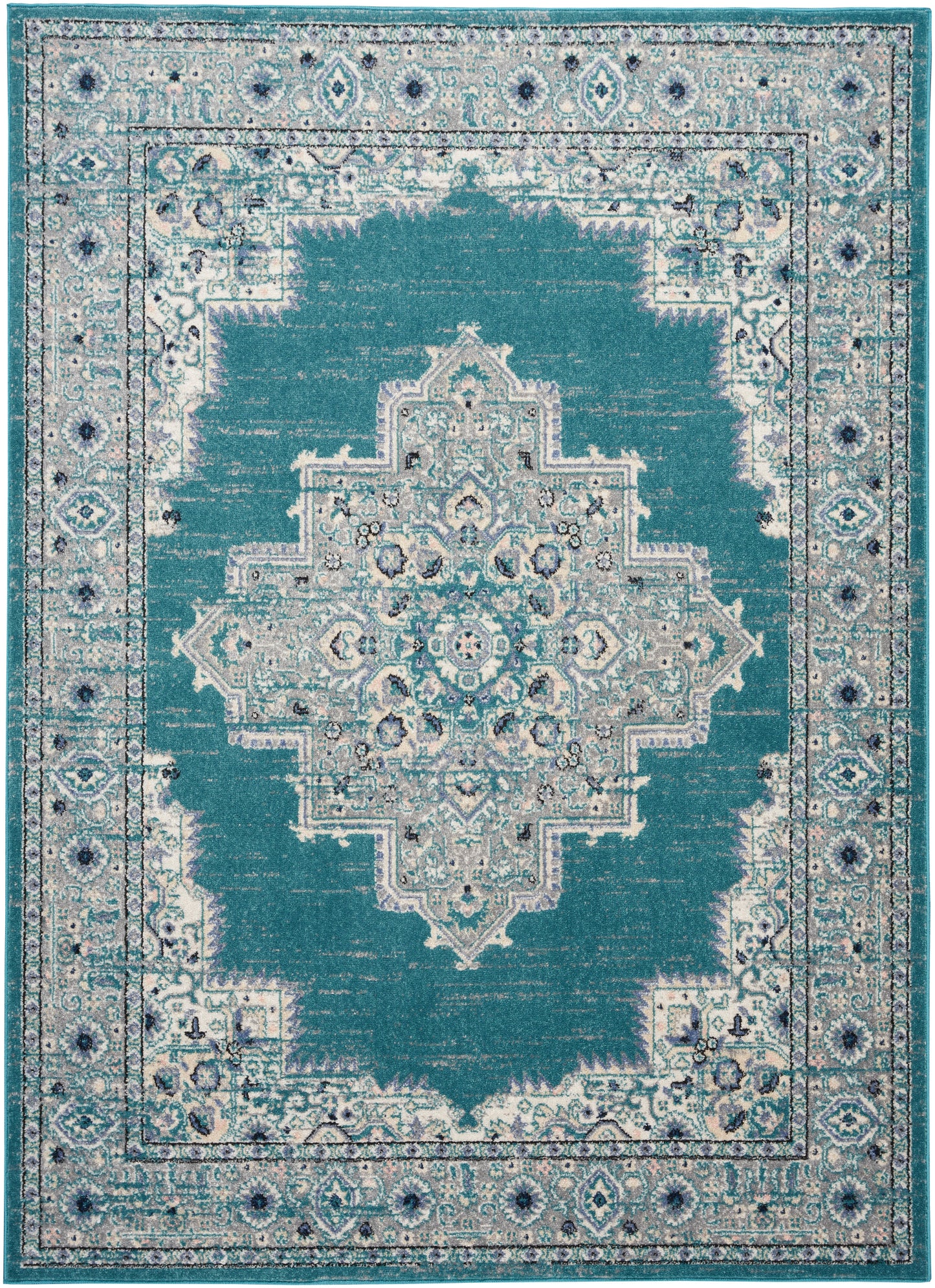 Nourison Passion 5'3" x 7'3" Turquoise Grey Bohemian Indoor Rug