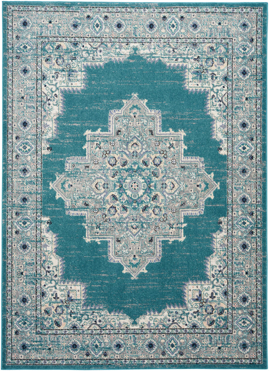 Nourison Passion 5'3" x 7'3" Turquoise Grey Bohemian Indoor Rug