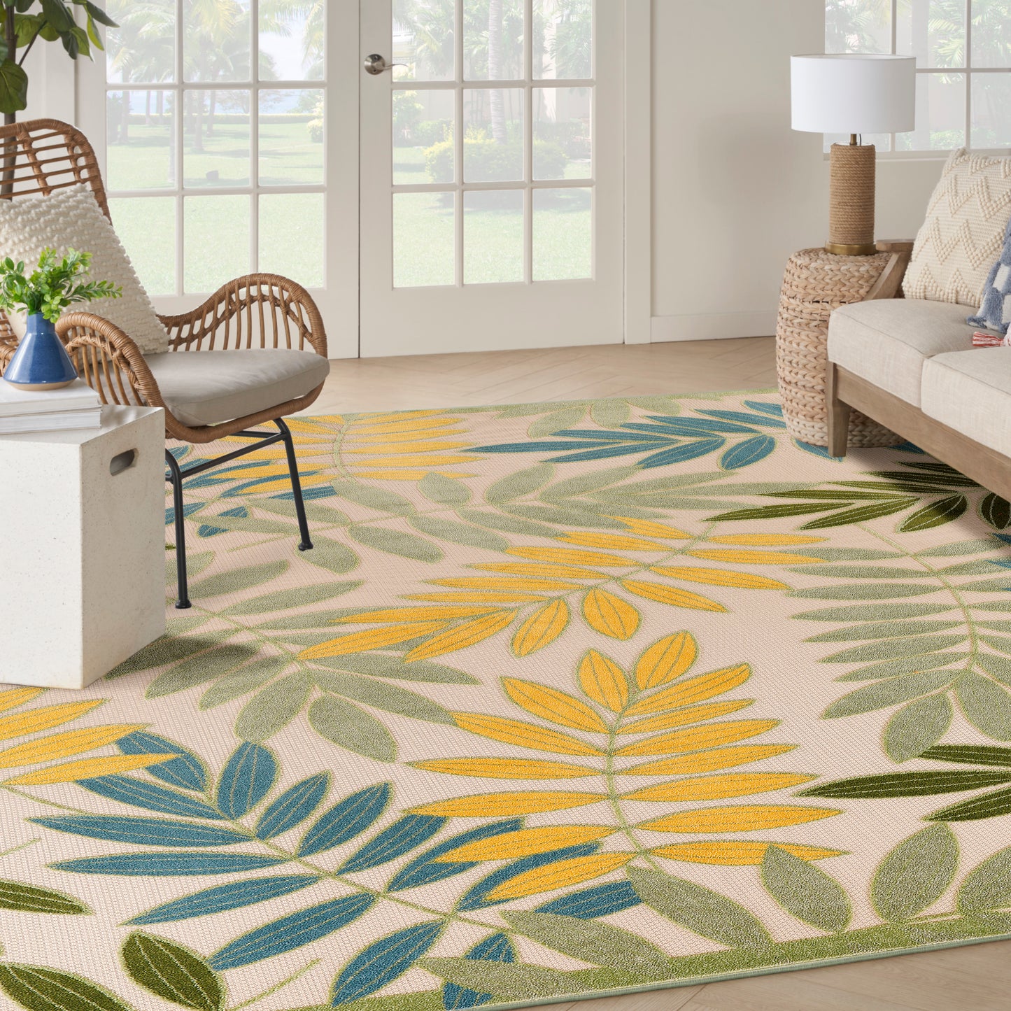 Nourison Aloha 9' x 12' Green Multicolor Outdoor Rug