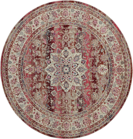 Nourison Vintage Kashan 4' x Round Red Vintage Indoor Rug