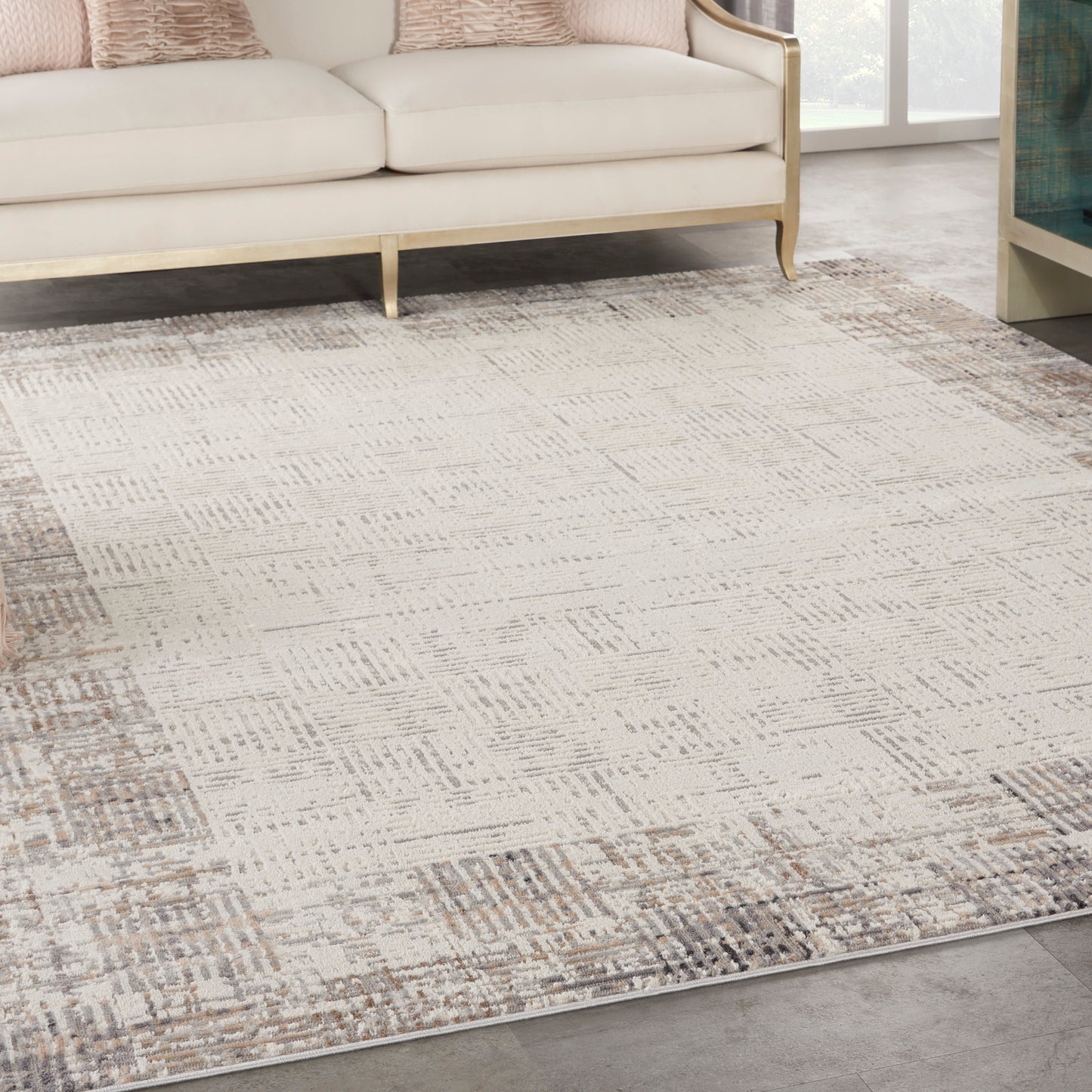 Nourison Elation 7'10" x 9'10" Ivory Grey Modern Indoor Rug