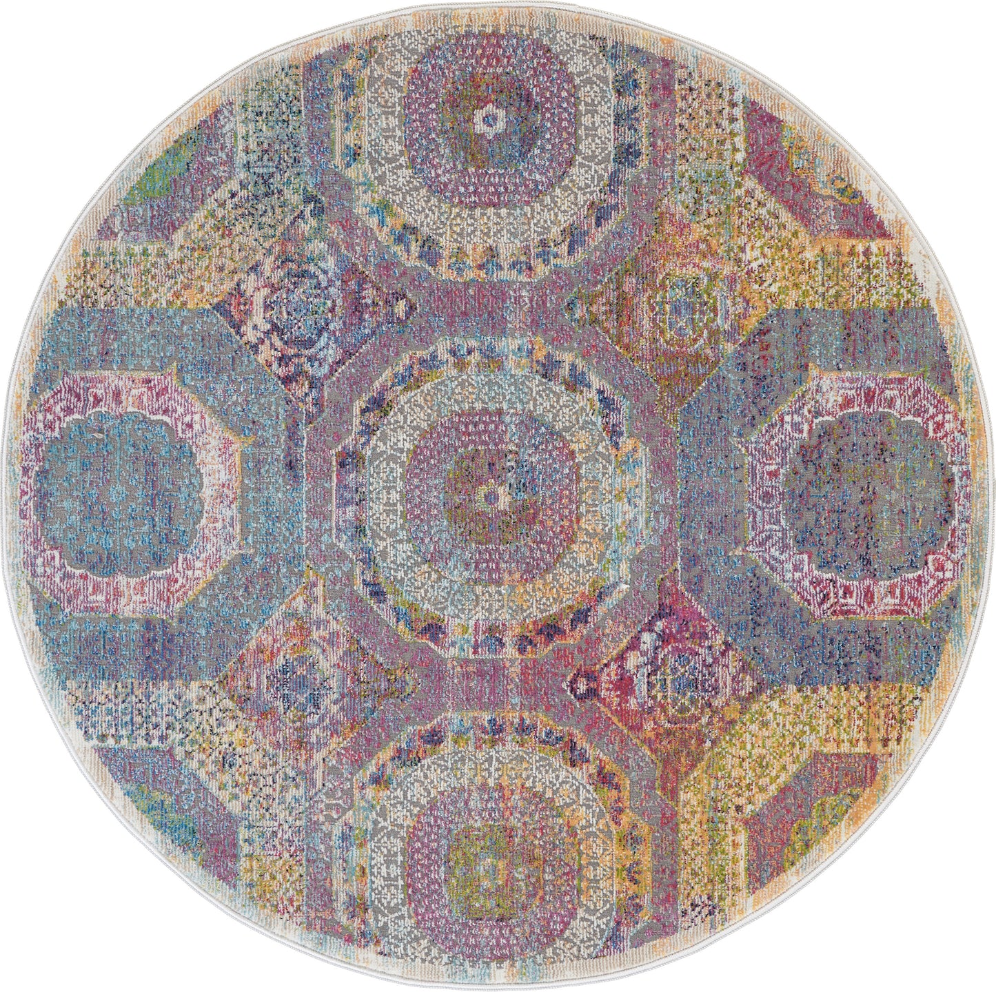 Nourison Ankara Global 4' x Round Multicolor Bohemian Indoor Rug