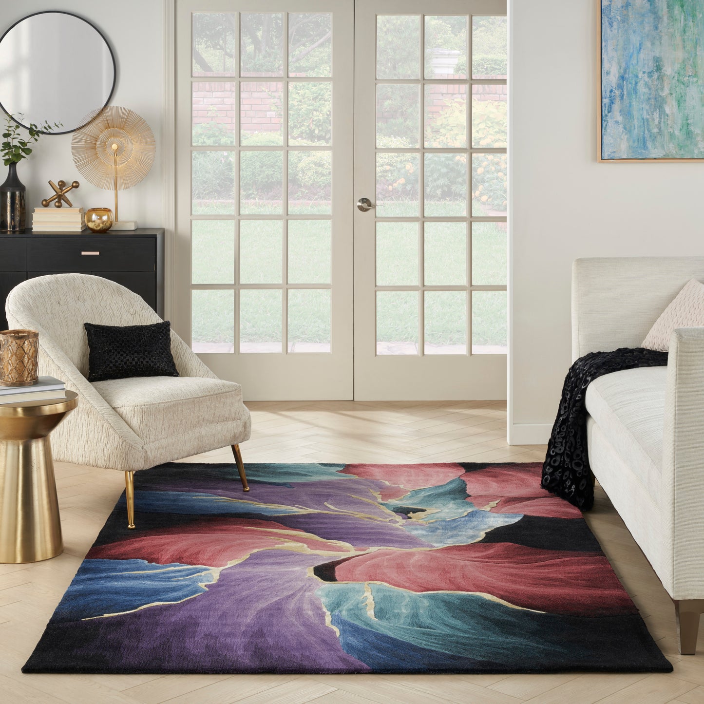 Nourison Prismatic 3'9" x 5'9" Black Modern Indoor Rug