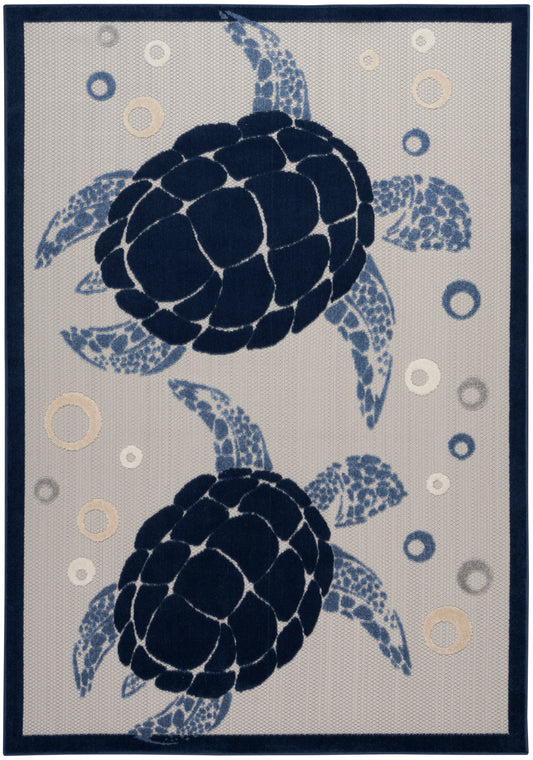 Nourison Aloha 5'3" x 7'5" Navy Blue Coastal, Nautical & Beach Rug