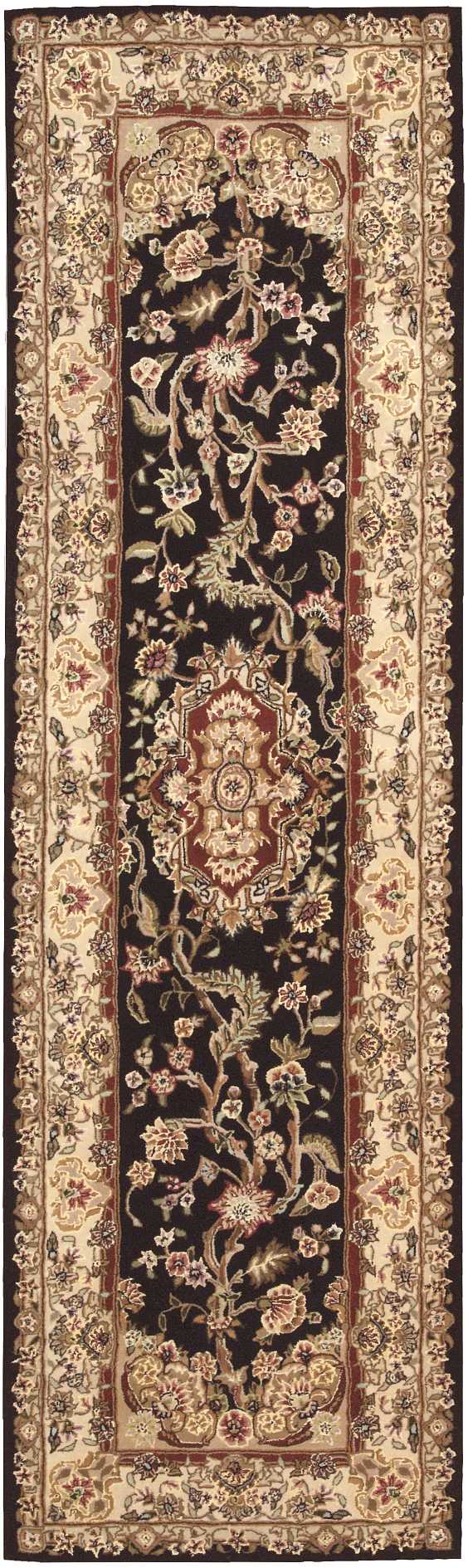 Nourison Nourison 2000 2'6" x 12' Black Traditional Indoor Rug