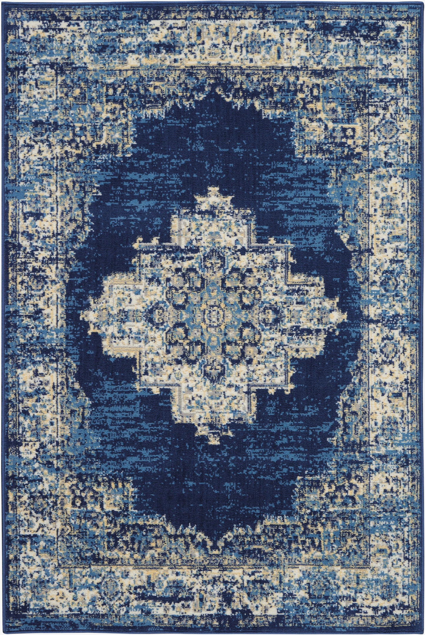 Nourison Grafix 3'9" x 5'9" Navy Blue Vintage Indoor Rug