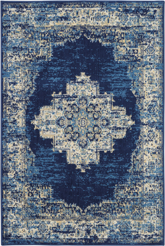 Nourison Grafix 3'9" x 5'9" Navy Blue Vintage Indoor Rug