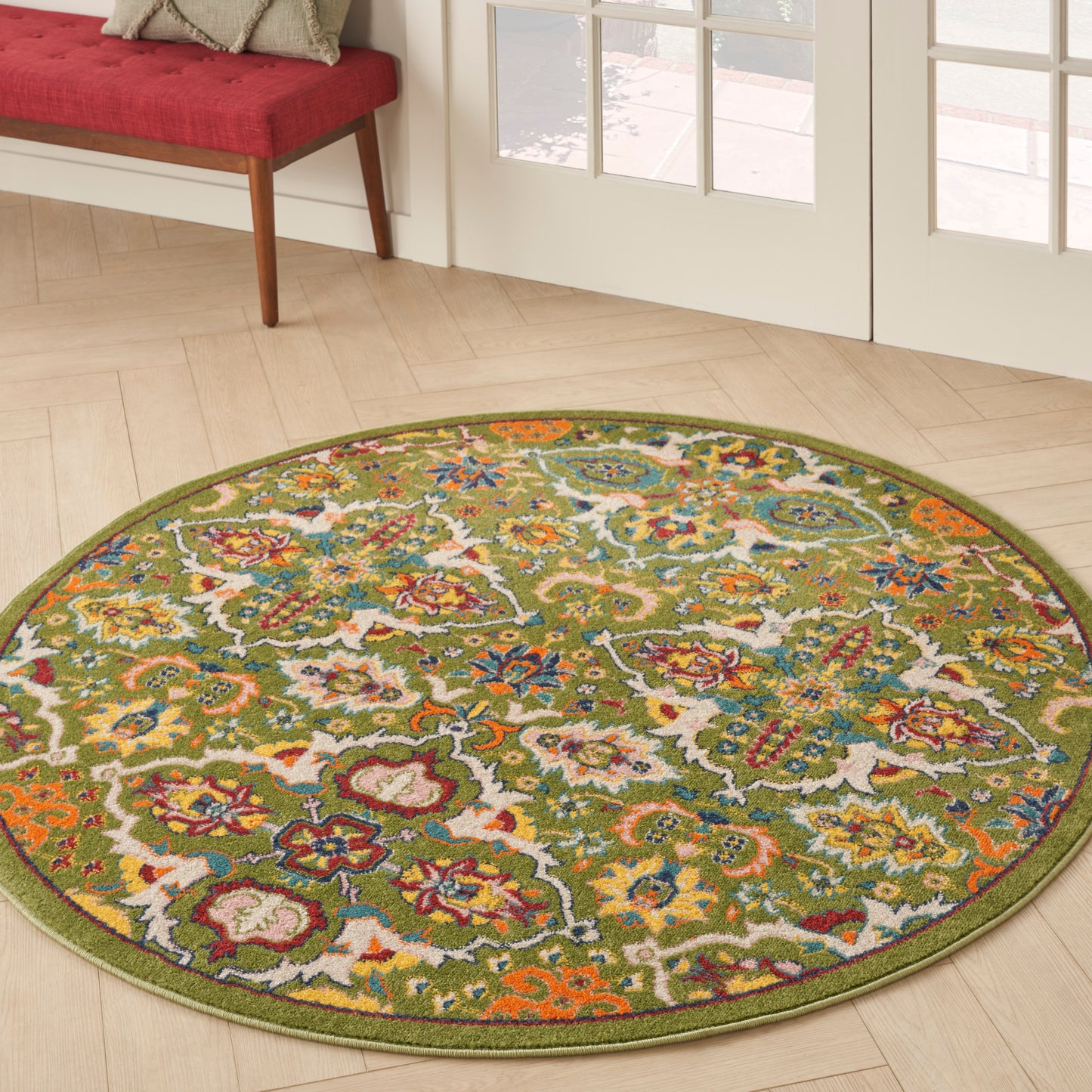 Nourison Allur 4' x Round Sage Ivory Bohemian Indoor Rug