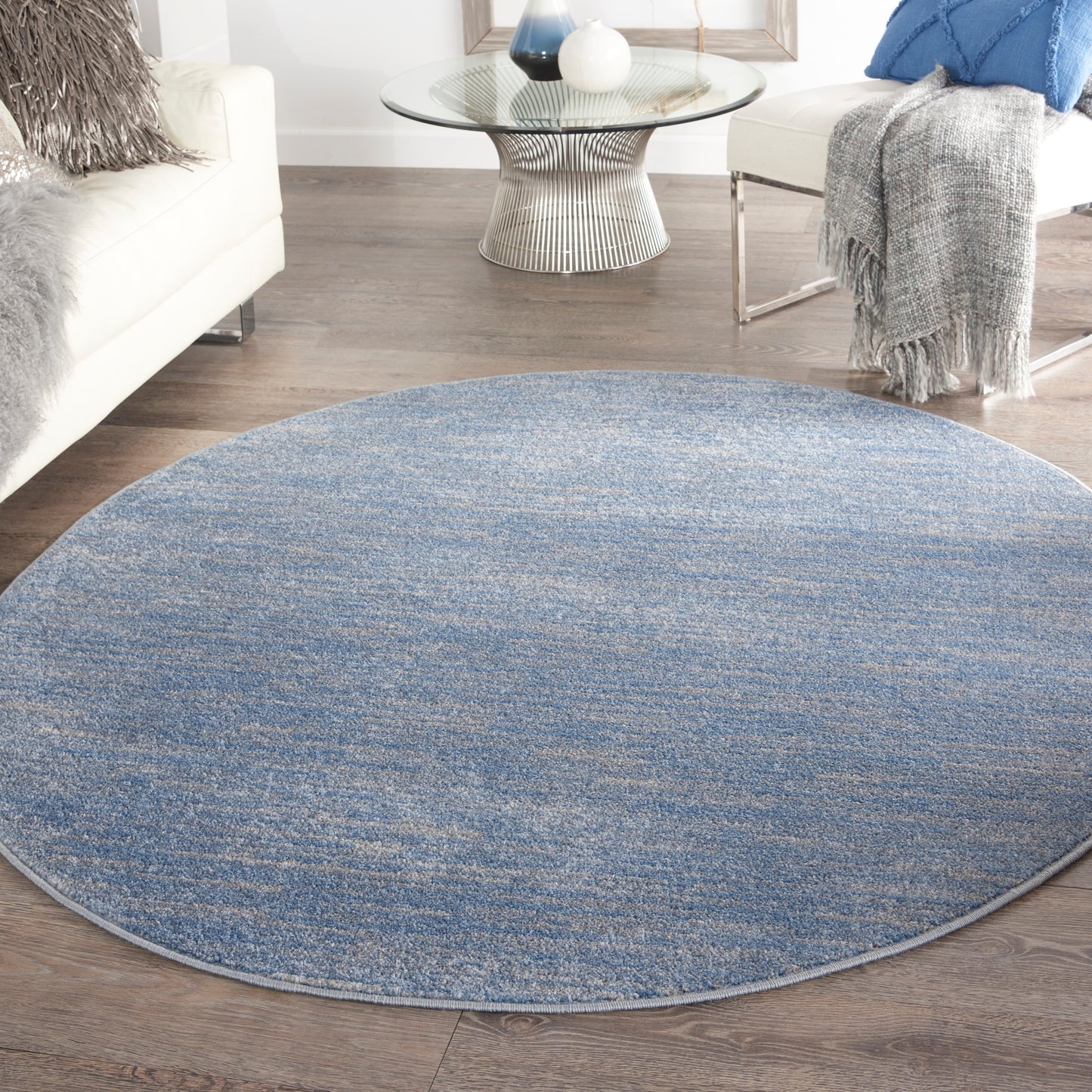 Nourison Nourison Essentials 6' x Round Blue/Grey Outdoor Rug