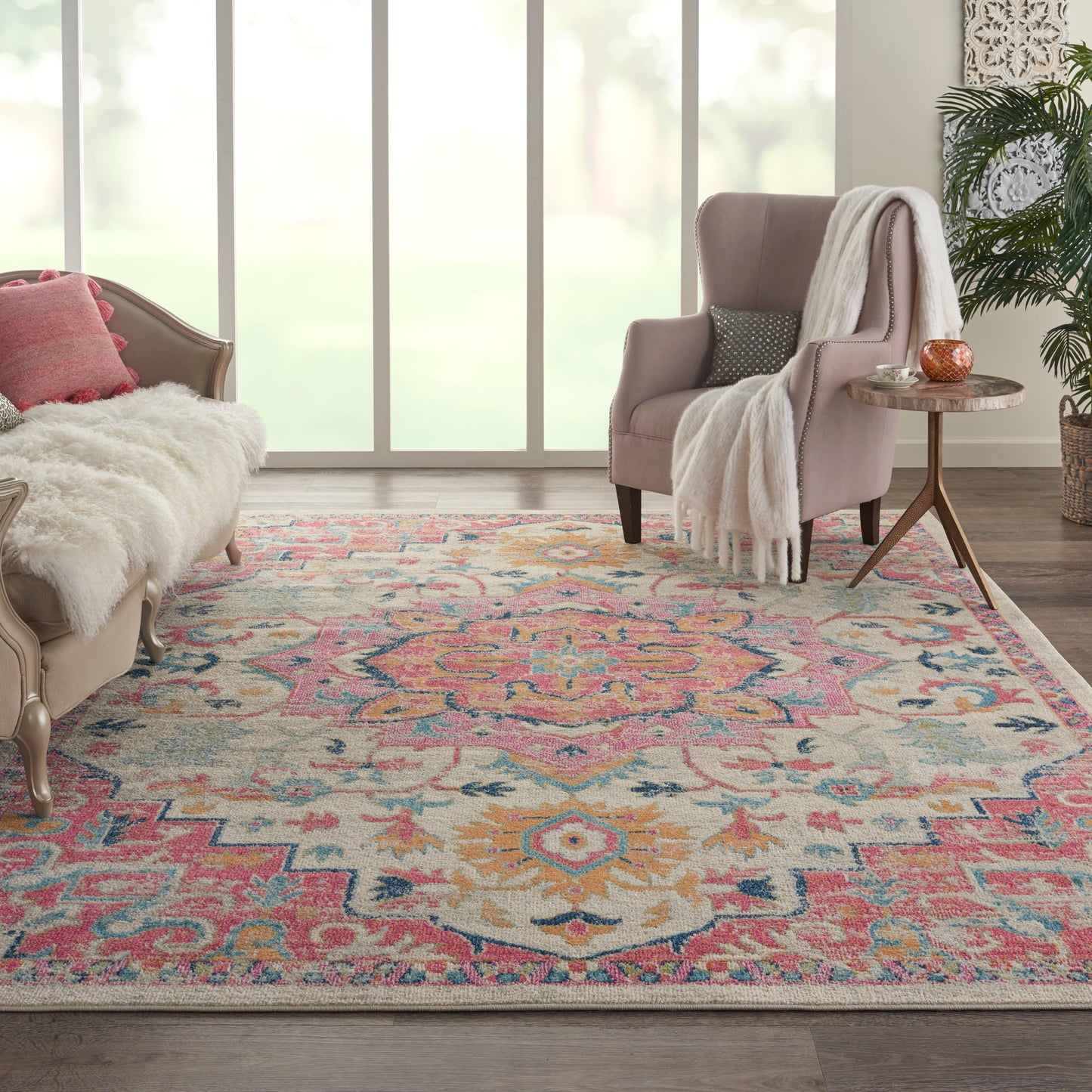 Nourison Passion 8' x 10' Ivory Pink Bohemian Indoor Rug