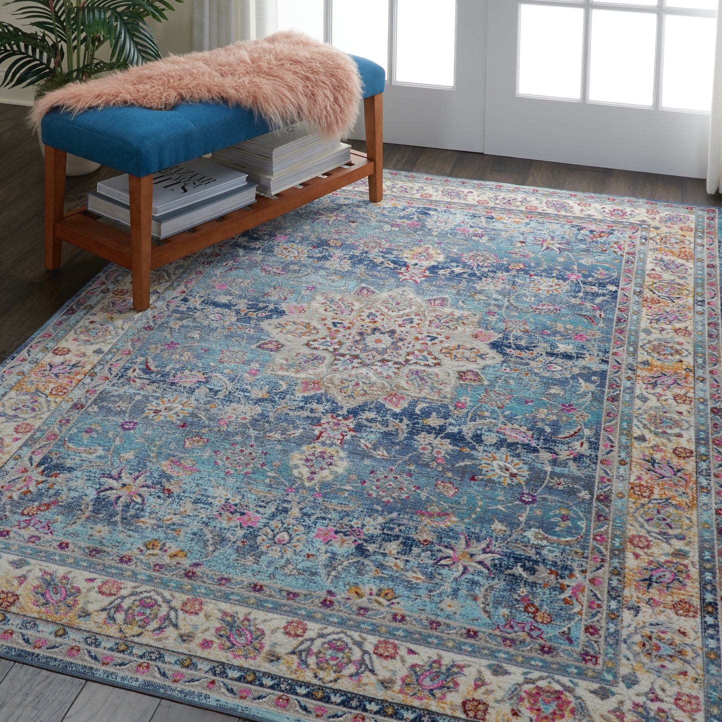 Nourison Vintage Kashan 5'3" x 7'10" Blue Vintage Indoor Rug