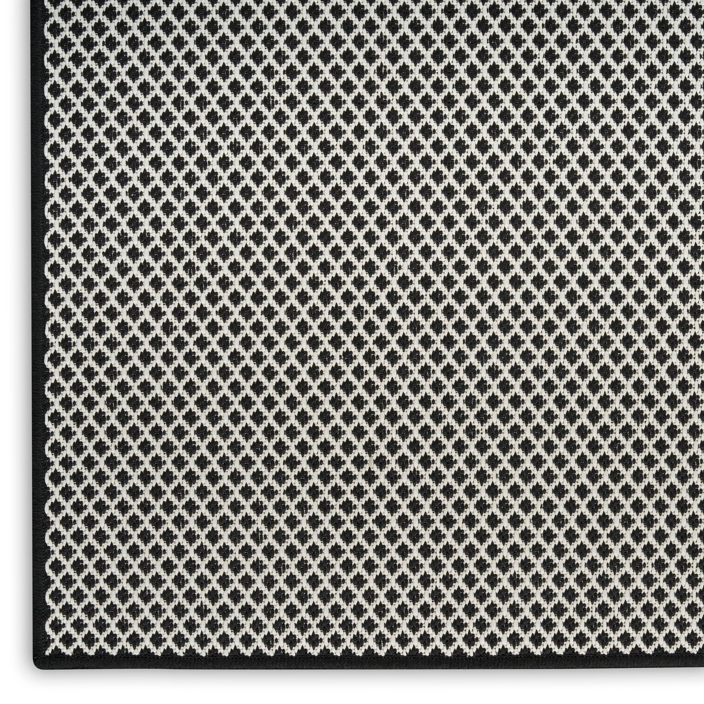 Nourison Courtyard 2'2" x 8' Black White Modern Rug