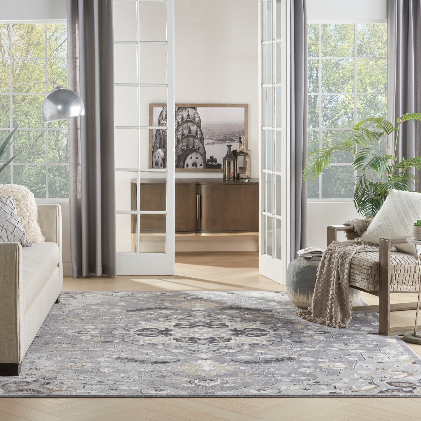 Nourison Elation 7'10" x 9'10" Grey Transitional Indoor Rug