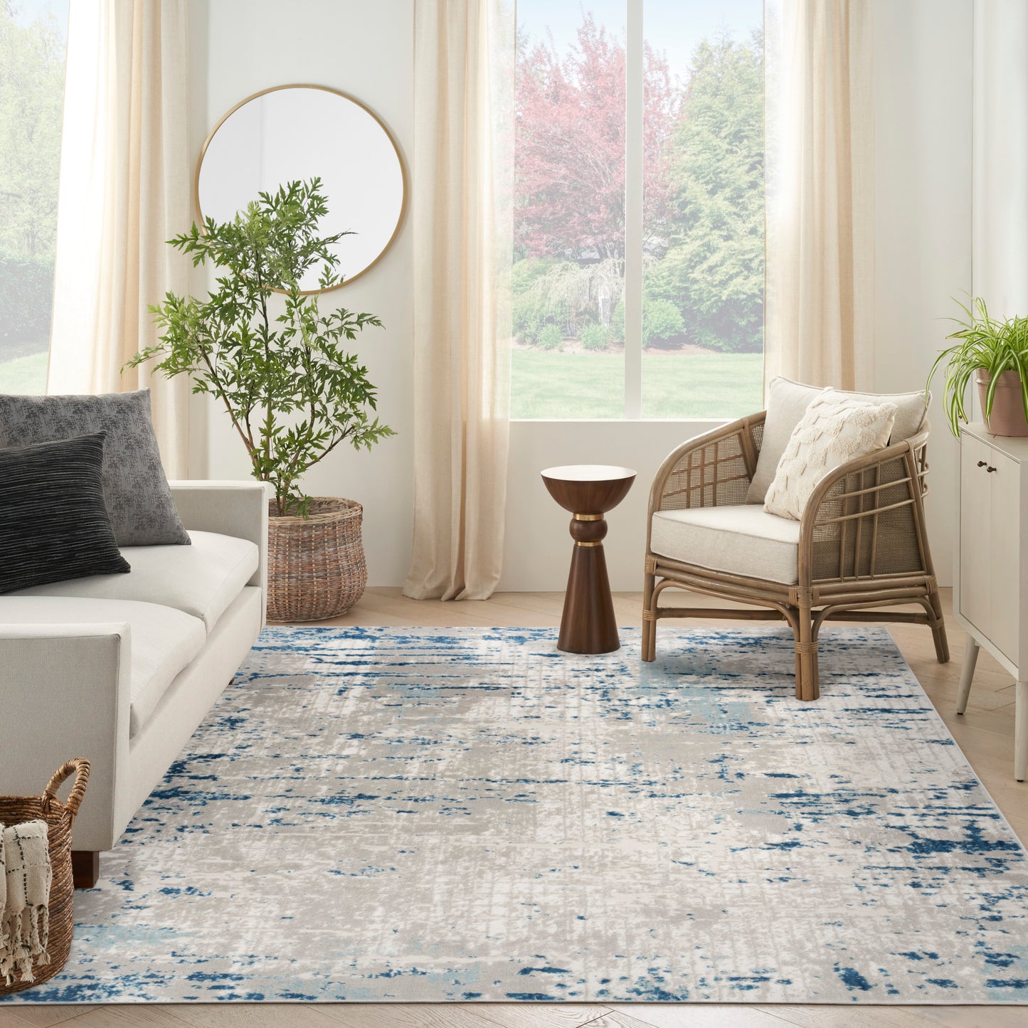 Nourison Quarry 7'10" x 9'10" Ivory Grey Blue Modern Indoor Rug