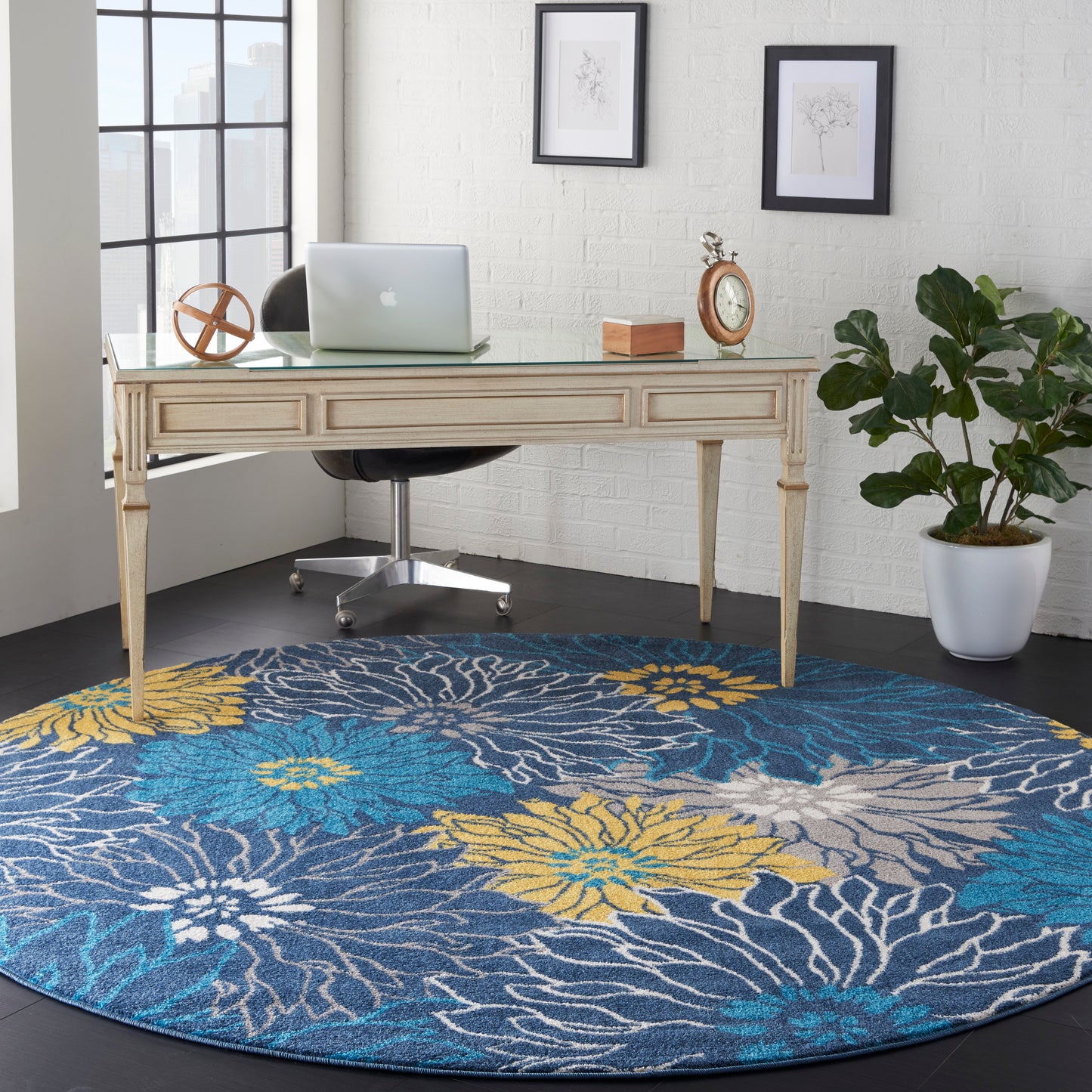 Nourison Passion 8' x Round Blue Contemporary Indoor Rug