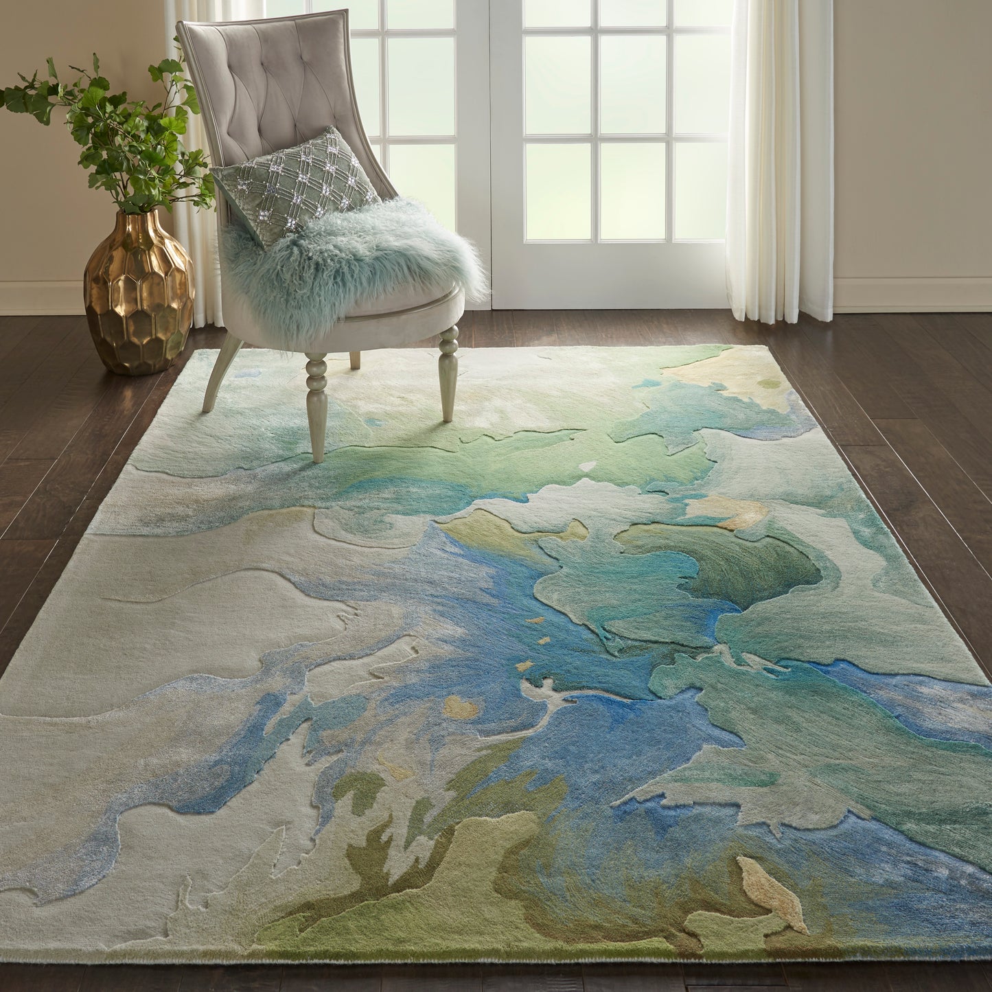 Nourison Prismatic 5'6" x 7'5" Seafoam Modern Indoor Rug