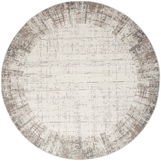 Nourison Elation 7’10” x Round Ivory Grey Modern Indoor Rug