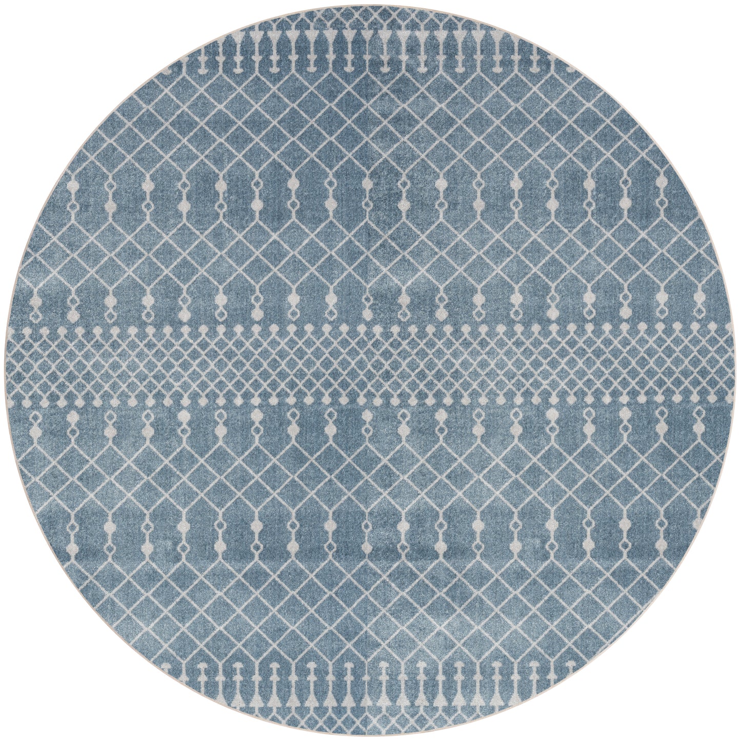 Nourison Astra Machine Washable 5'3" x Round Blue Bohemian Indoor Rug