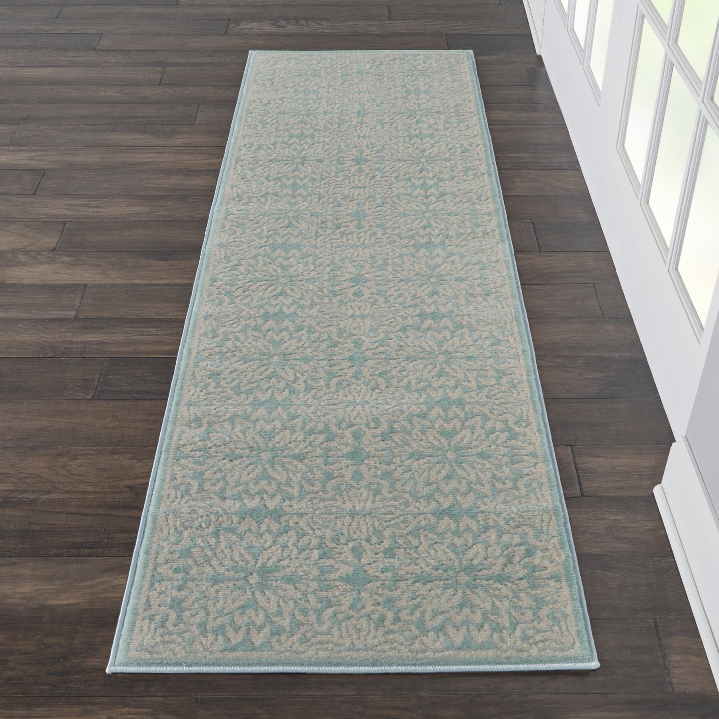 Nourison Jubilant 2'3" x 7'3" Ivory Green Farmhouse Indoor Rug