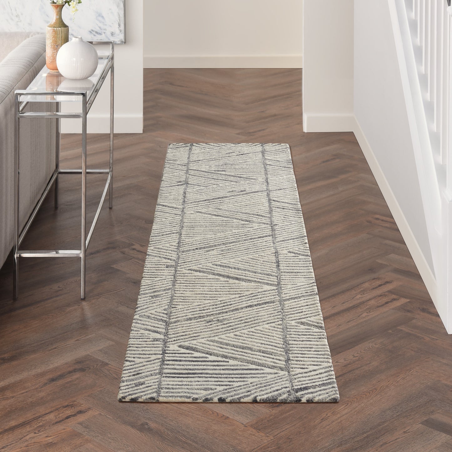 Nourison Colorado 2'3" x 7'6" Grey White Modern Indoor Rug