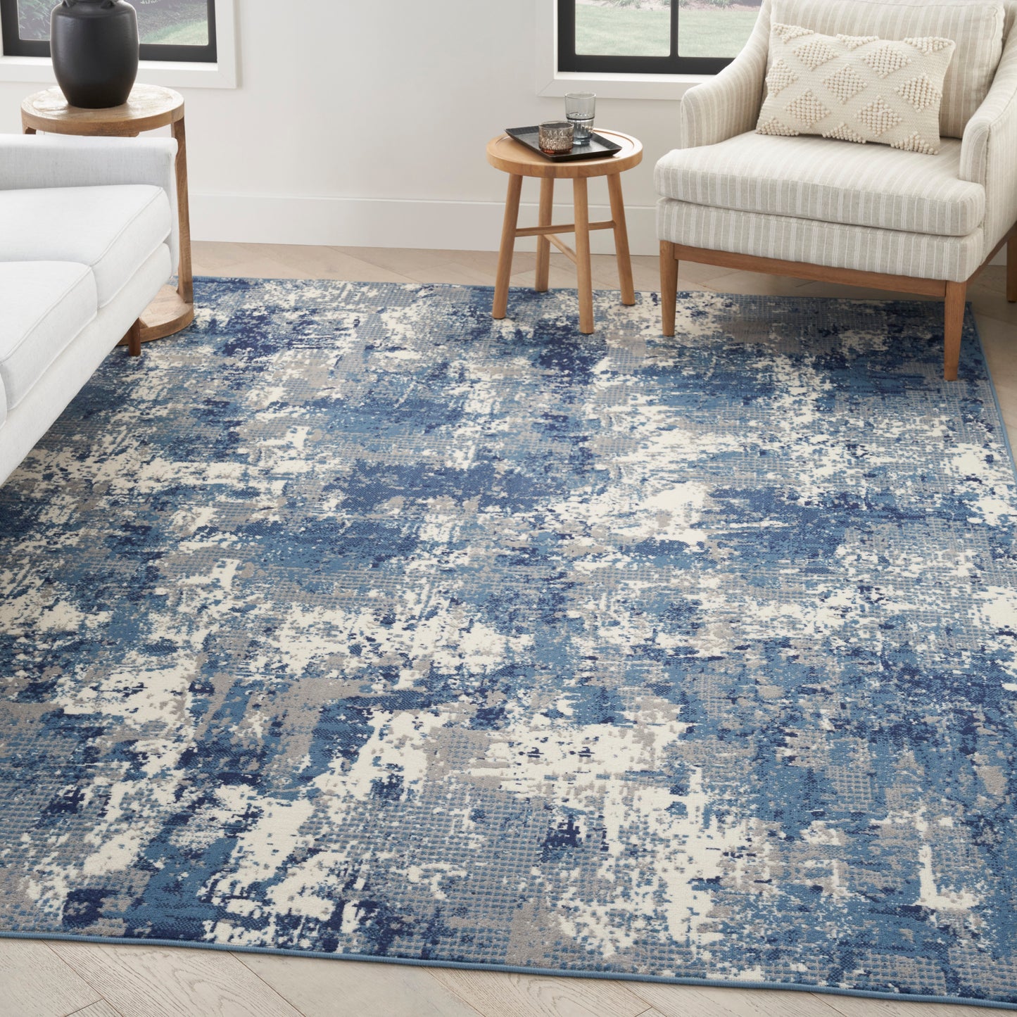 Nourison Grafix 6' x 9' Navy Blue Modern Indoor Rug