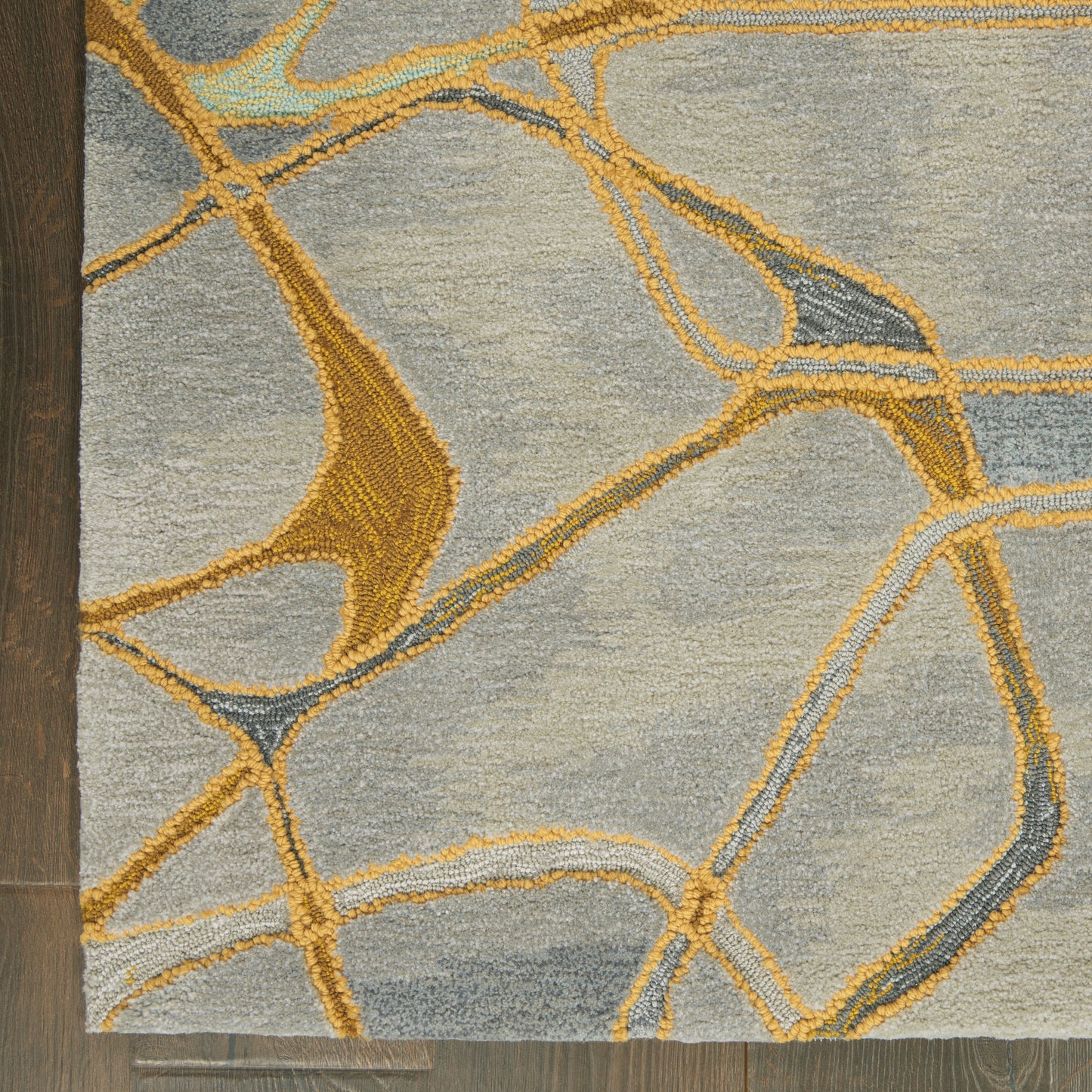 Nourison Symmetry 3'9" x 5'9" Grey Yellow Modern Indoor Rug