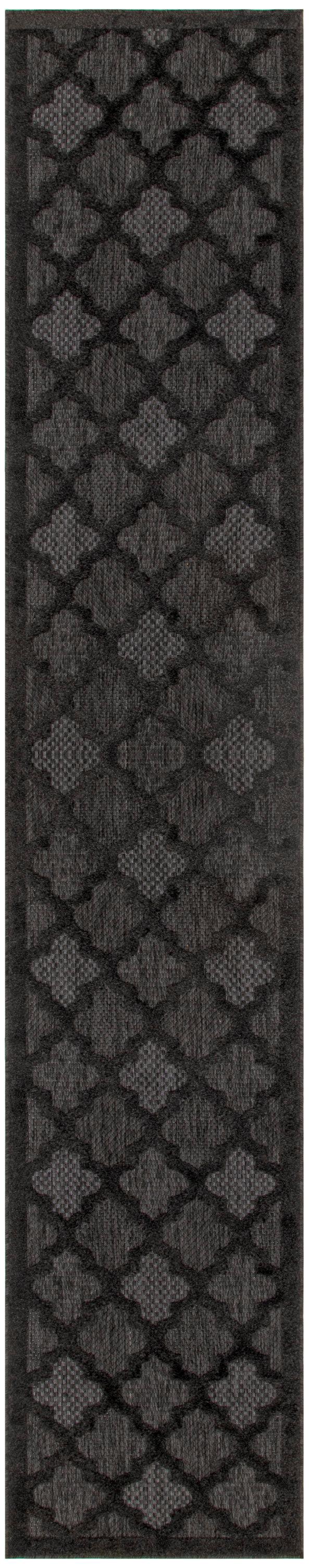 Nourison Easy Care 2'2" x 12' Charcoal Black Modern Rug