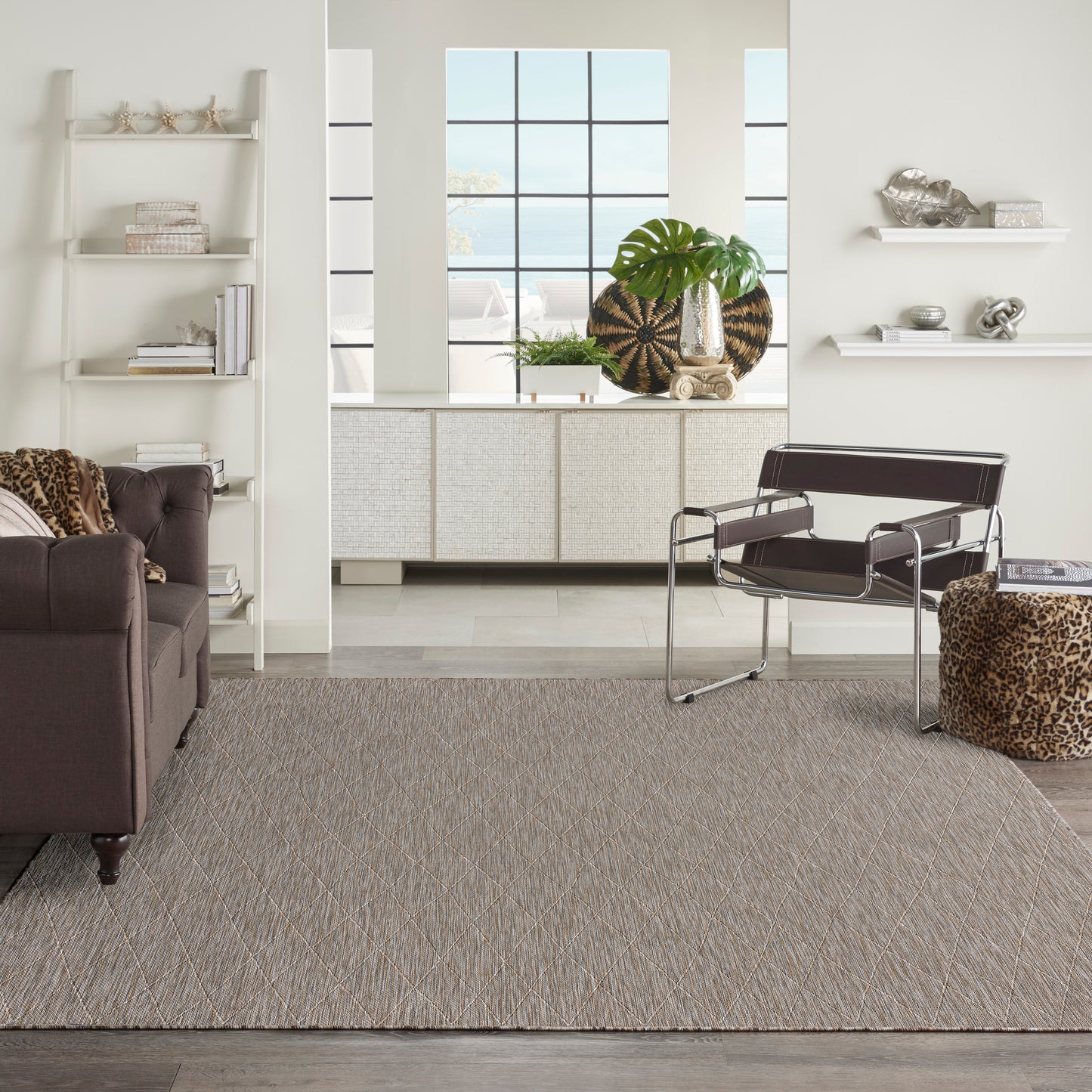 Nourison Washable Solutions 9' x 12' Grey/Mocha Modern Rug