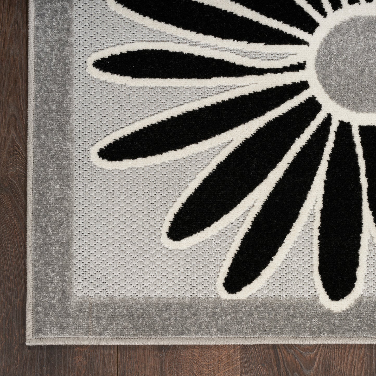 Nourison Aloha 2'3" x 8' Black White Contemporary Rug