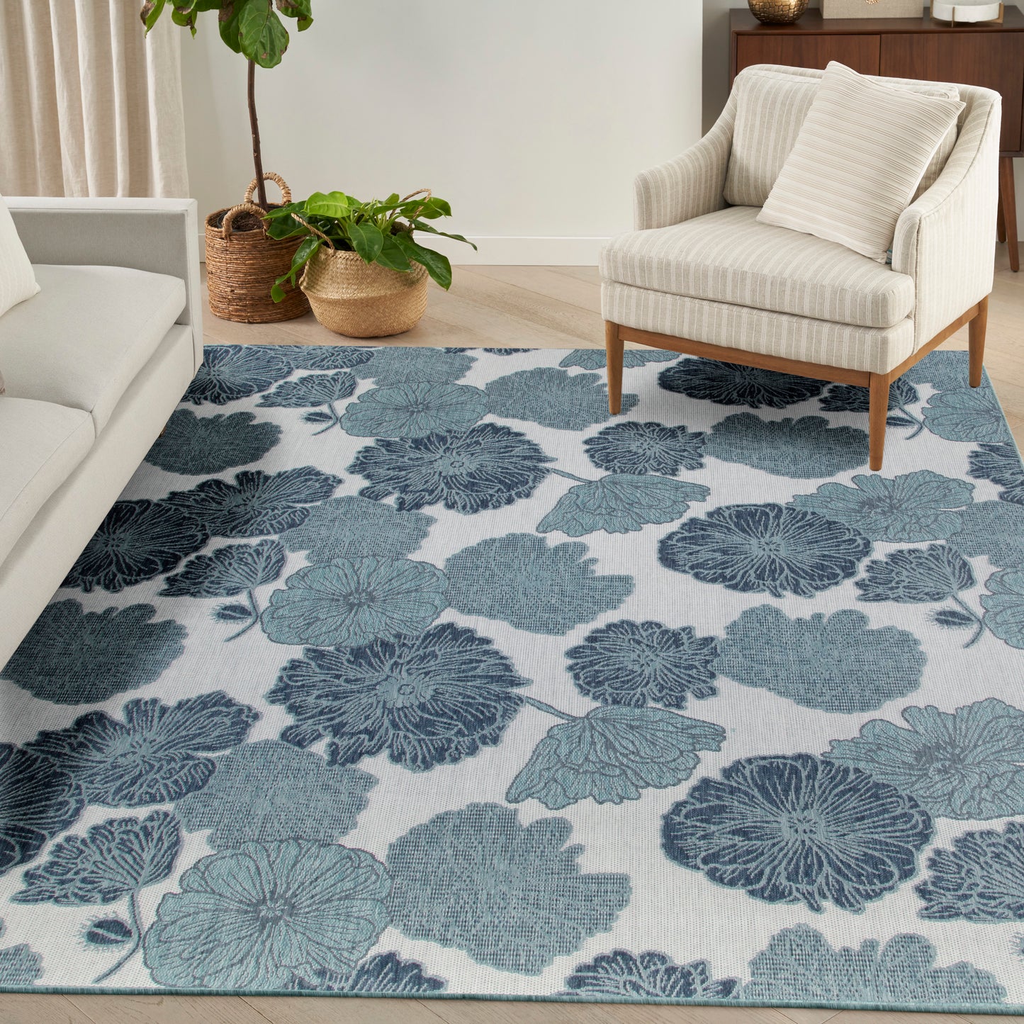 Nourison Garden Oasis 9' x 12' Blue Tropical Rug