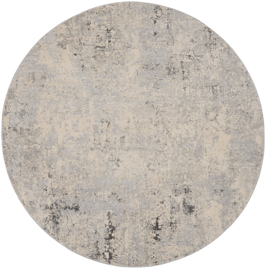 Nourison Rustic Textures 7’10” x Round Grey Beige Modern Indoor Rug