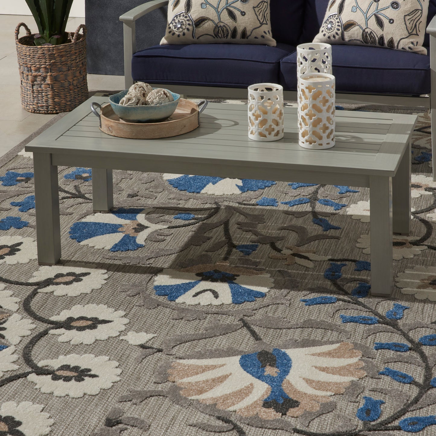 Nourison Aloha 7'10" x 10'6" Grey Multicolor Transitional Rug