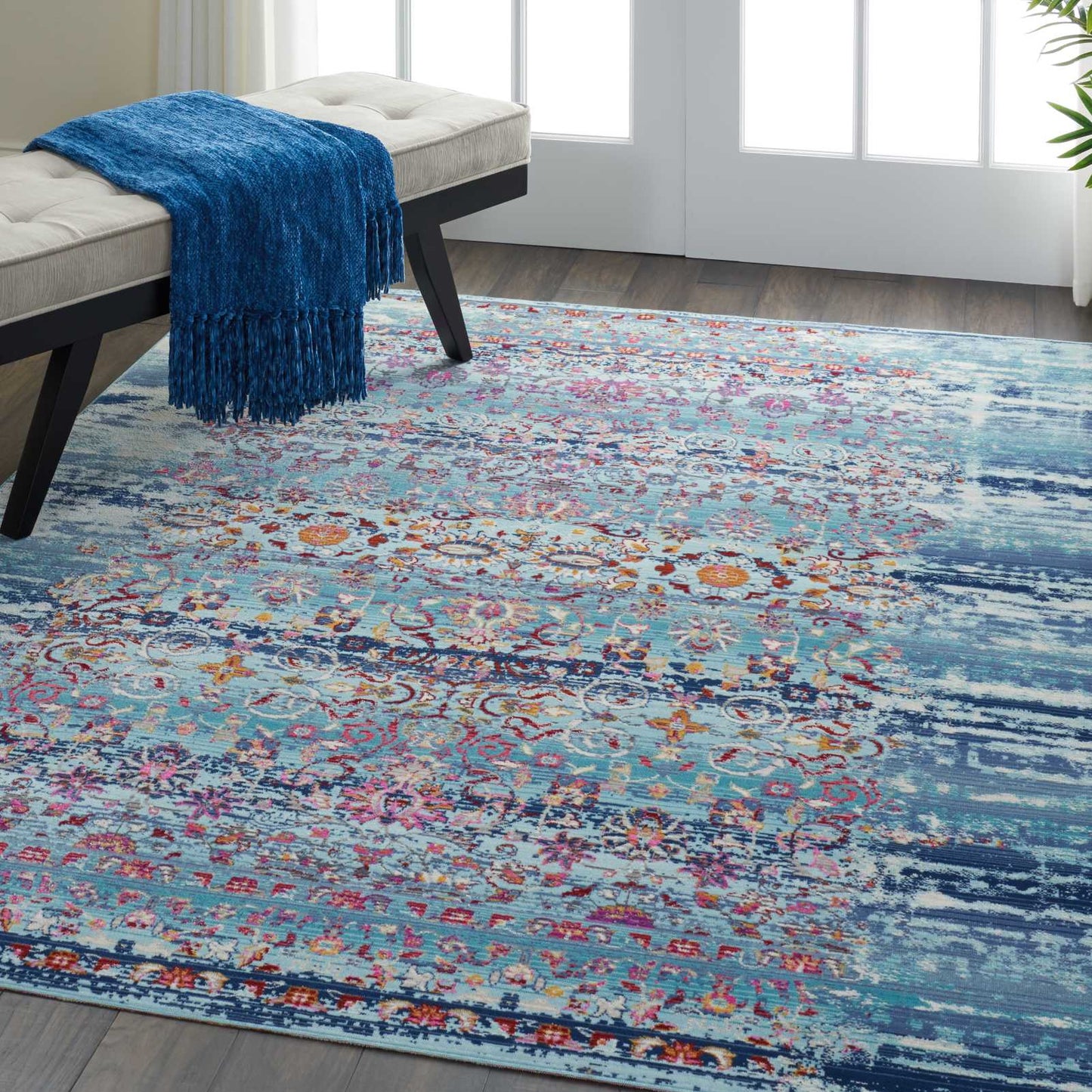 Nourison Vintage Kashan 4' x 6' Blue Vintage Indoor Rug