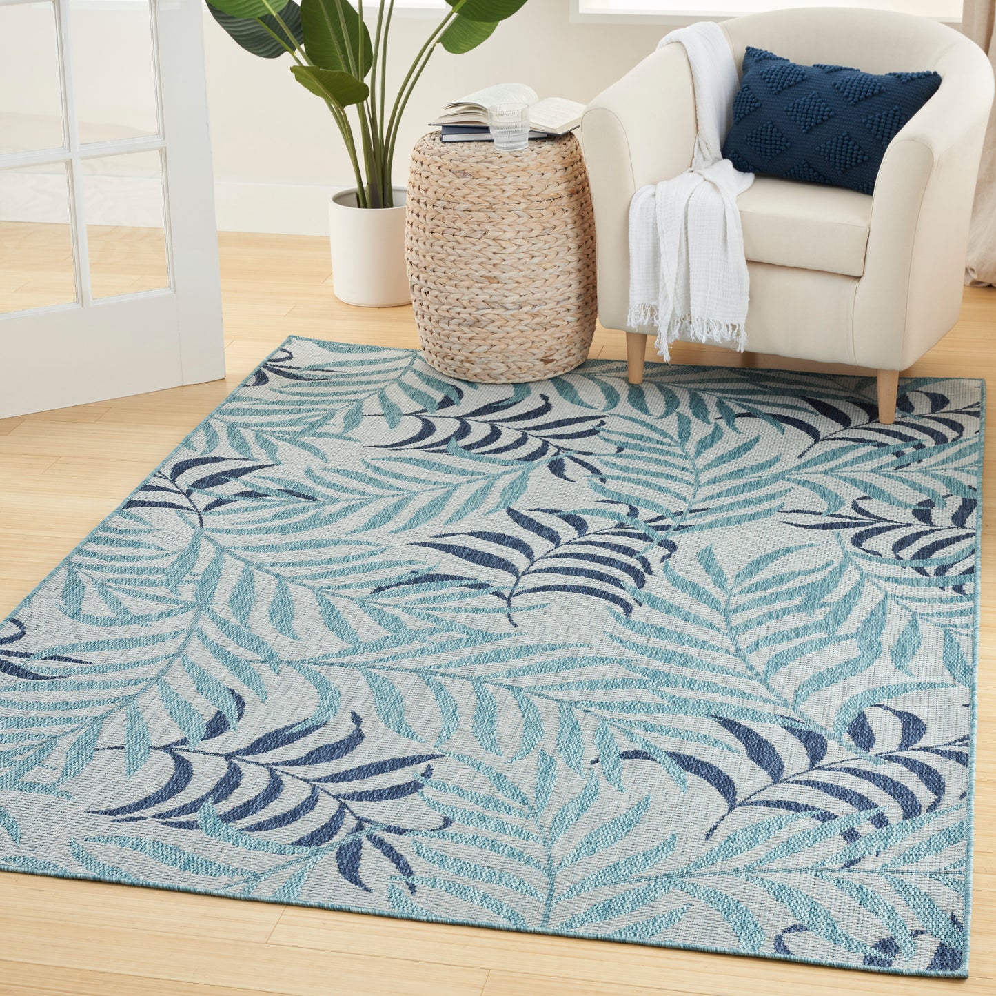 Nourison Garden Oasis 4' x 6' Blue Tropical Rug