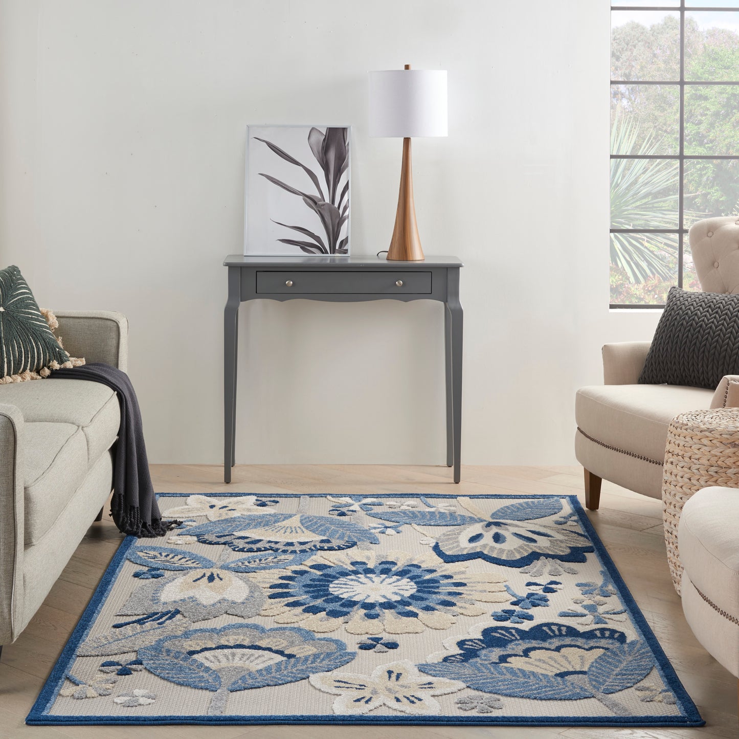 Nourison Aloha 6' x 9' Blue Grey Contemporary Rug