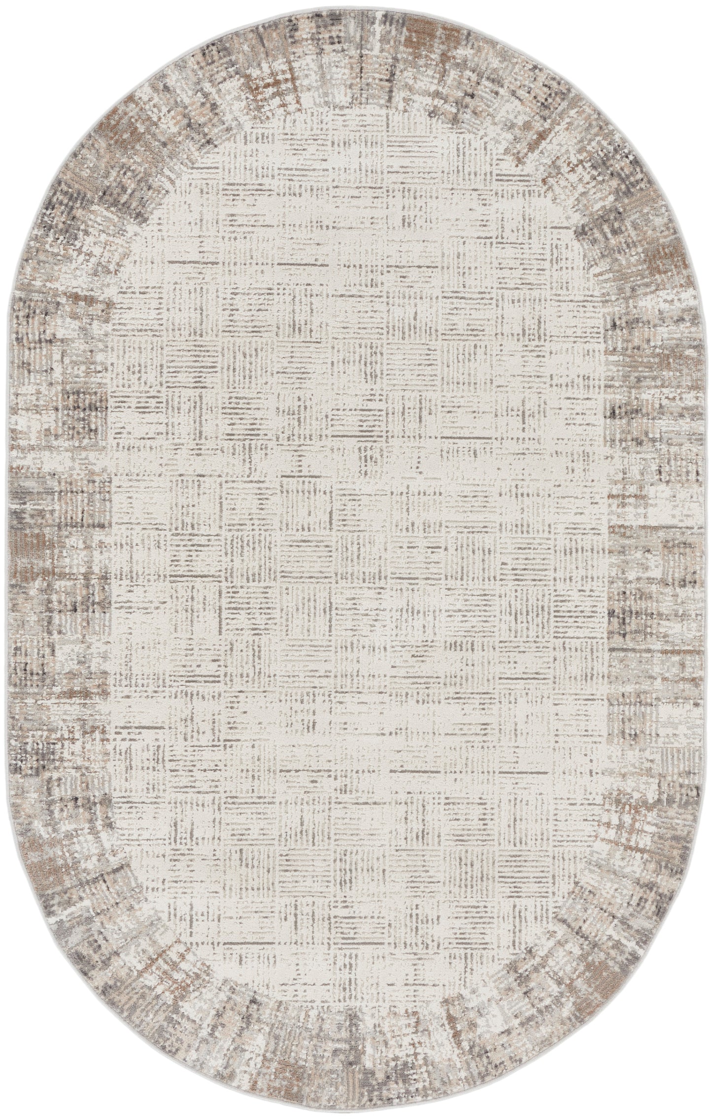 Nourison Elation 5' x 8' Oval Ivory Grey Modern Indoor Rug