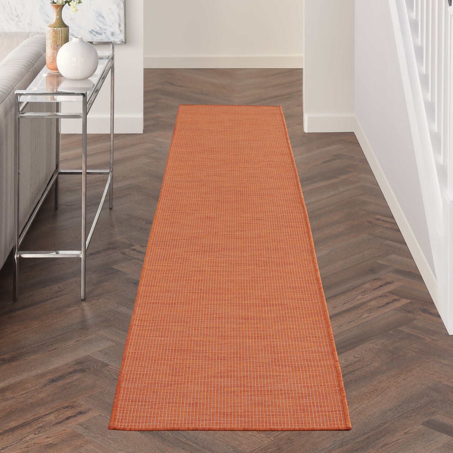 Nourison Positano 2'2" x 12' Terracotta Modern Rug