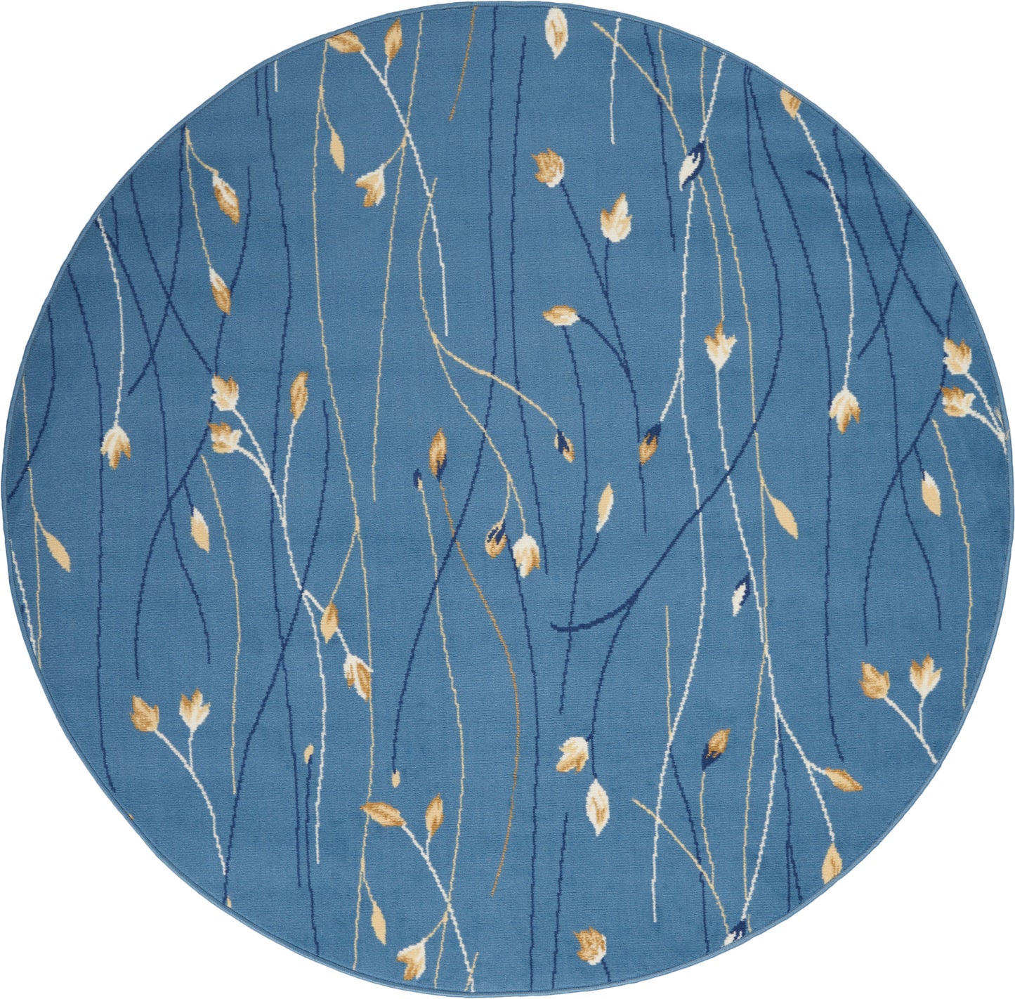 Nourison Grafix 4' x Round Light Blue Contemporary Indoor Rug