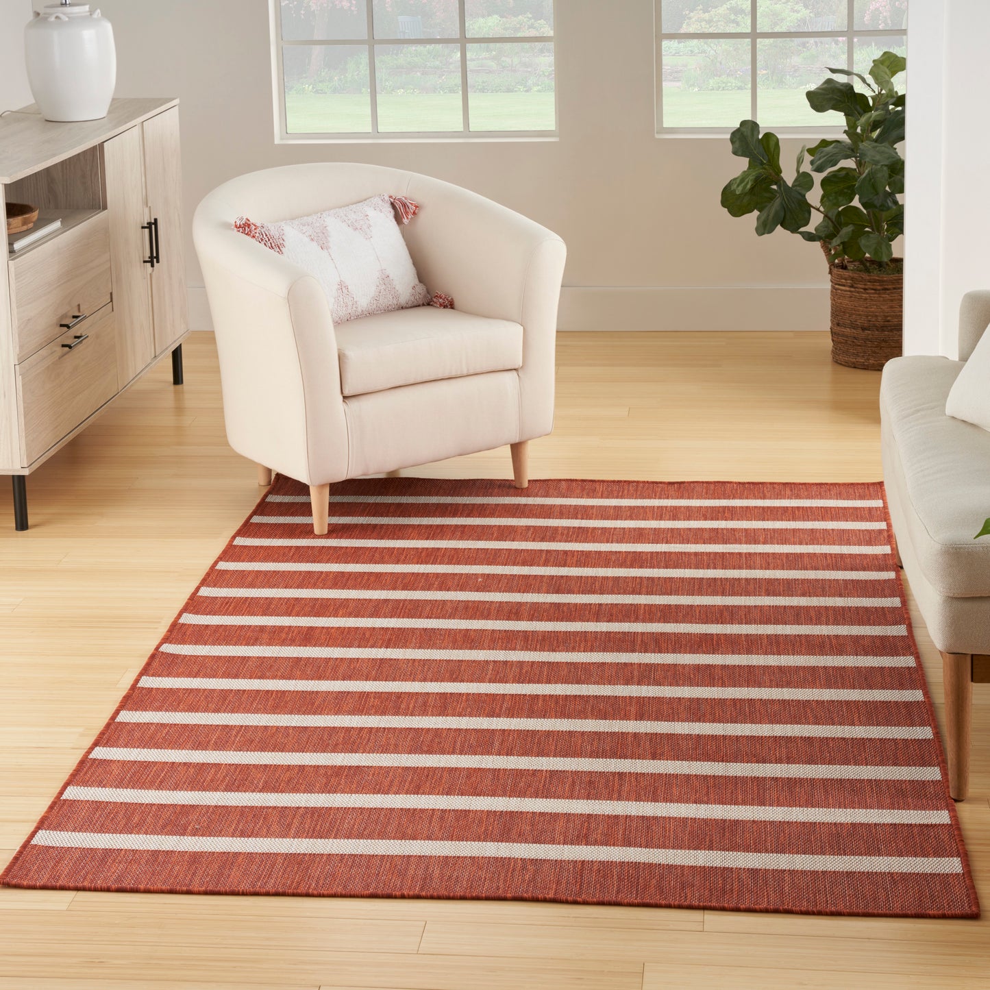 Nourison Positano 7' x 10' Terracotta Ivory Modern Rug