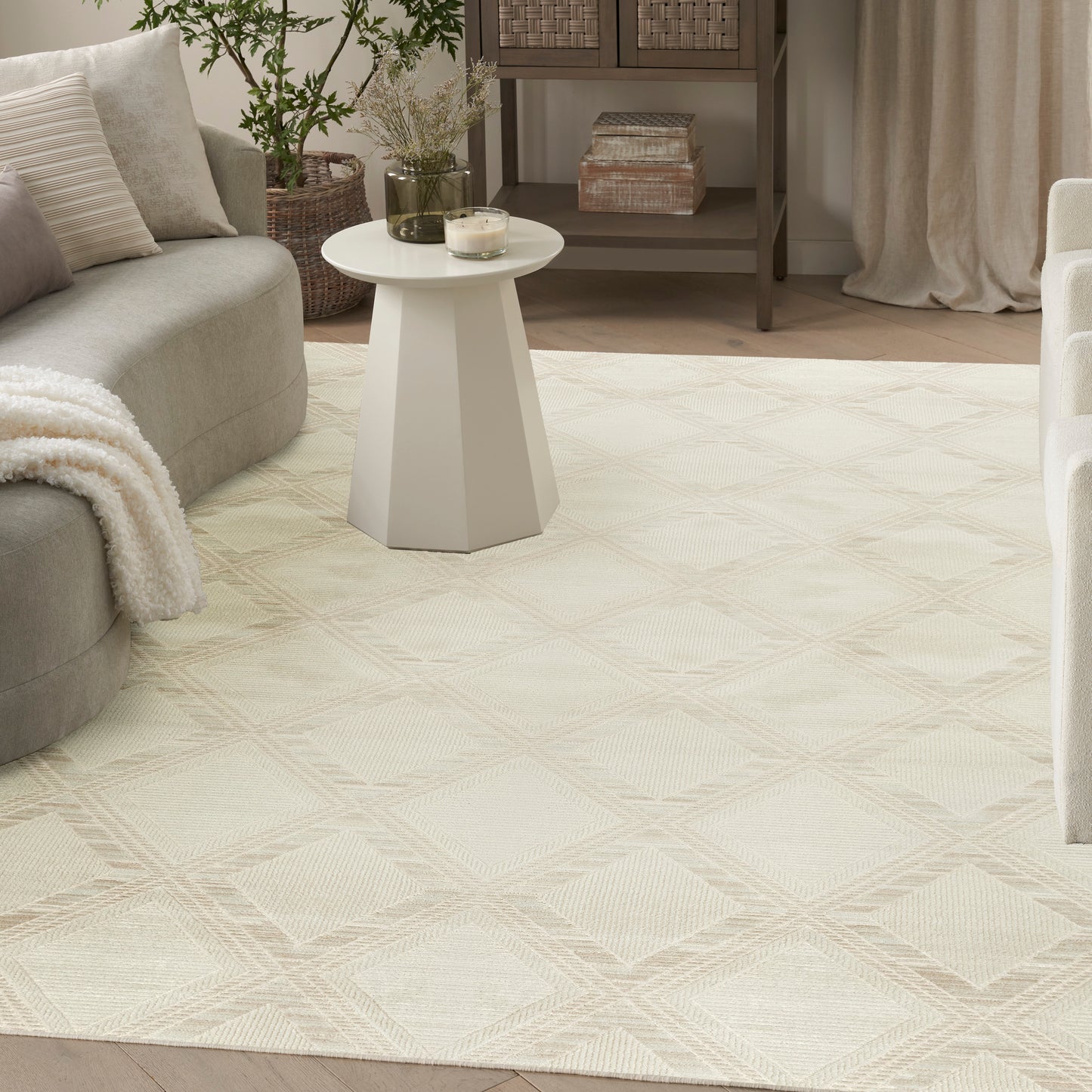 Nourison Serenity Home 9' x 12' Ivory Modern Indoor Rug