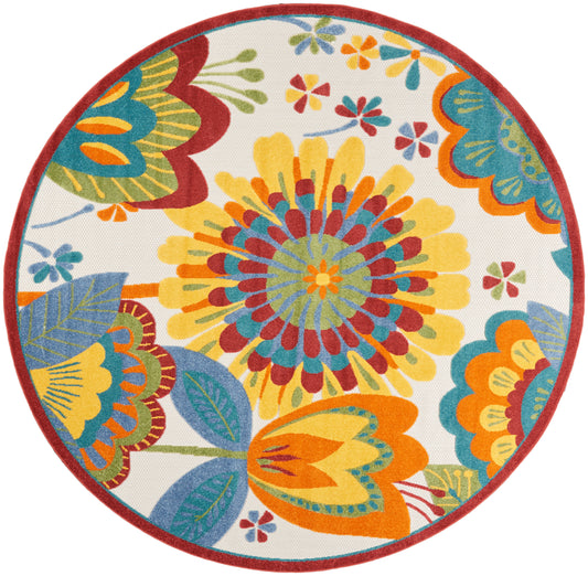 Nourison Aloha 7'10" x Round Multicolor Contemporary Rug