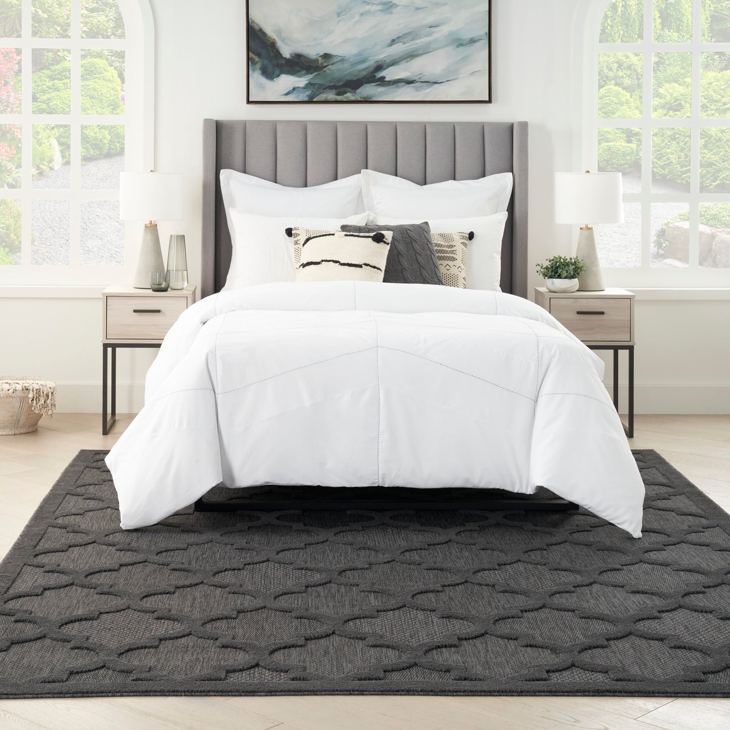 Nourison Easy Care 8' x 10' Charcoal Black Modern Rug