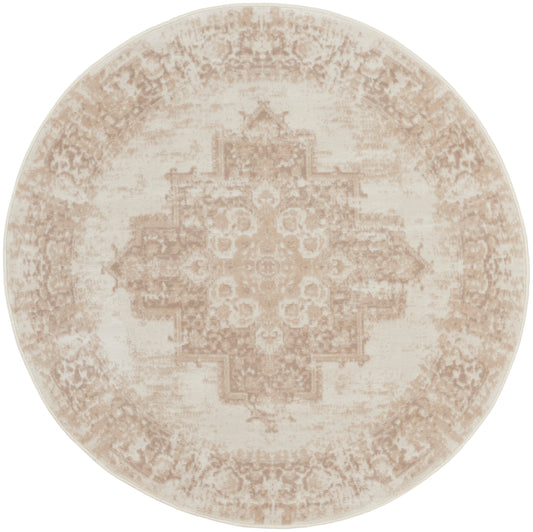 Nourison Grafix 4' x Round Ivory Beige Vintage Indoor Rug