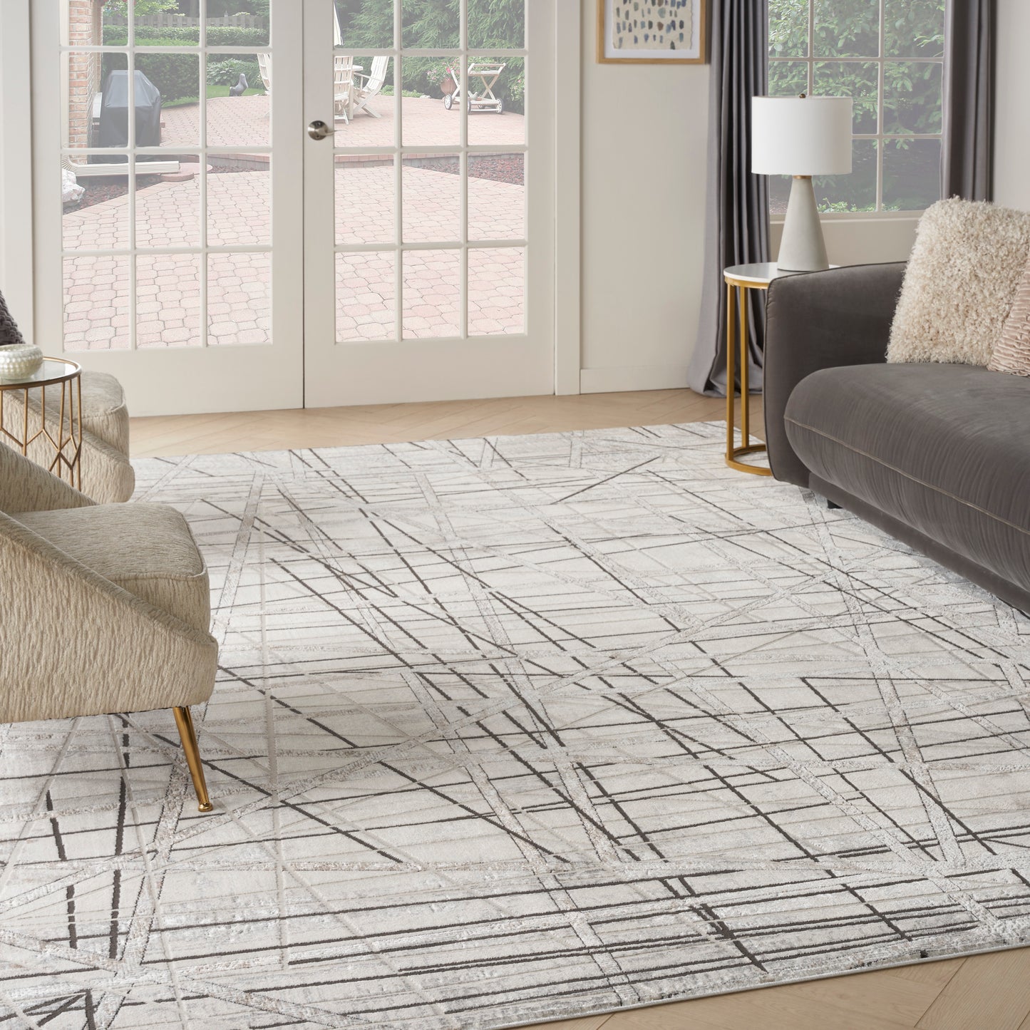 Nourison Desire 7'10" x 9'10" Grey Silver Modern Indoor Rug