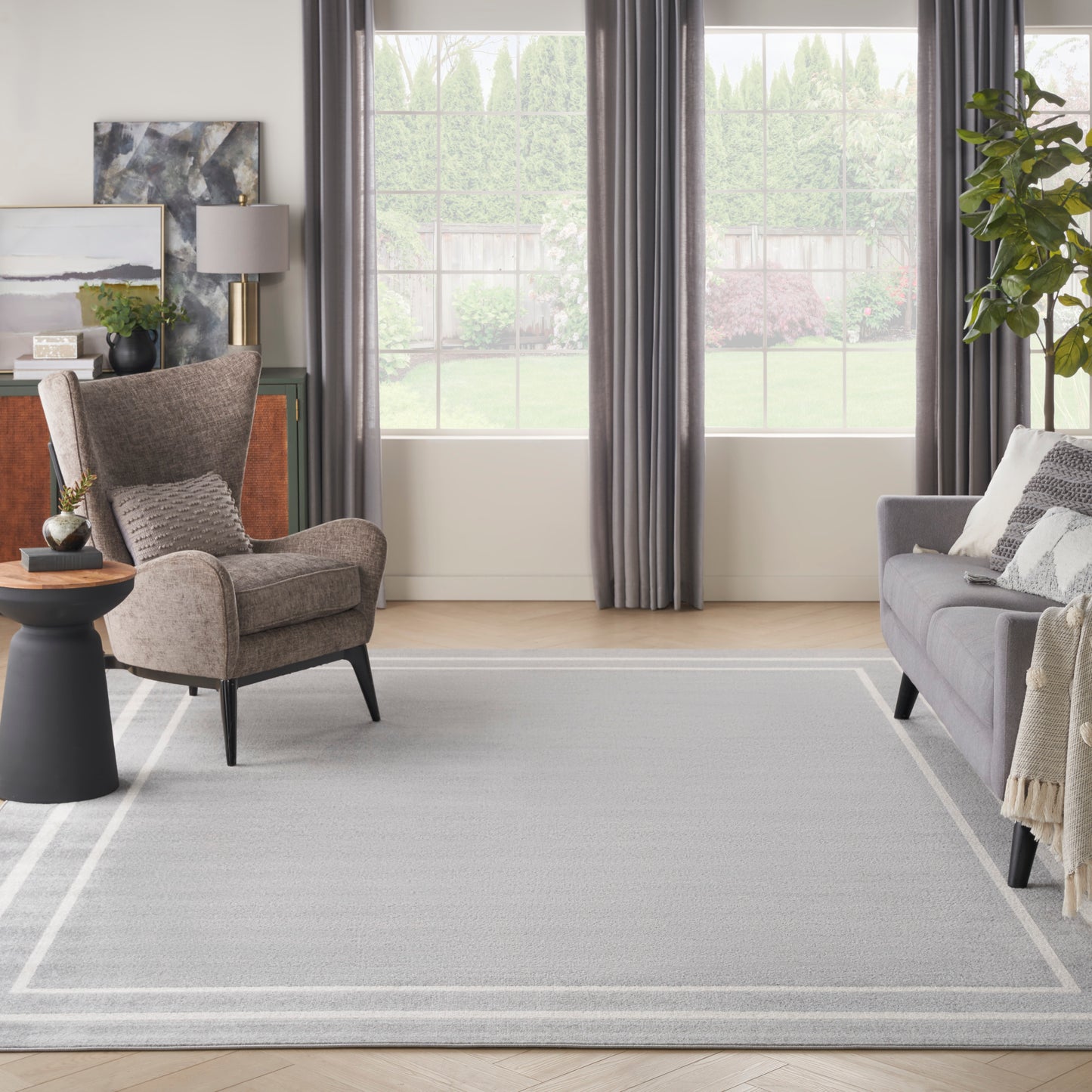 Nourison Nourison Essentials 9' x 12' Grey/Ivory Contemporary Rug