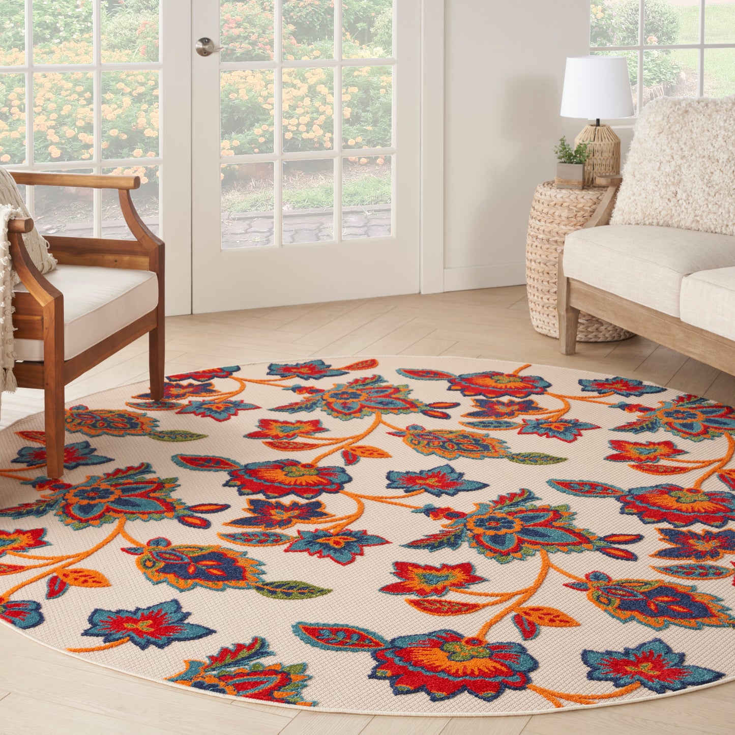 Nourison Aloha 7'10" x Round Multicolor Contemporary Rug