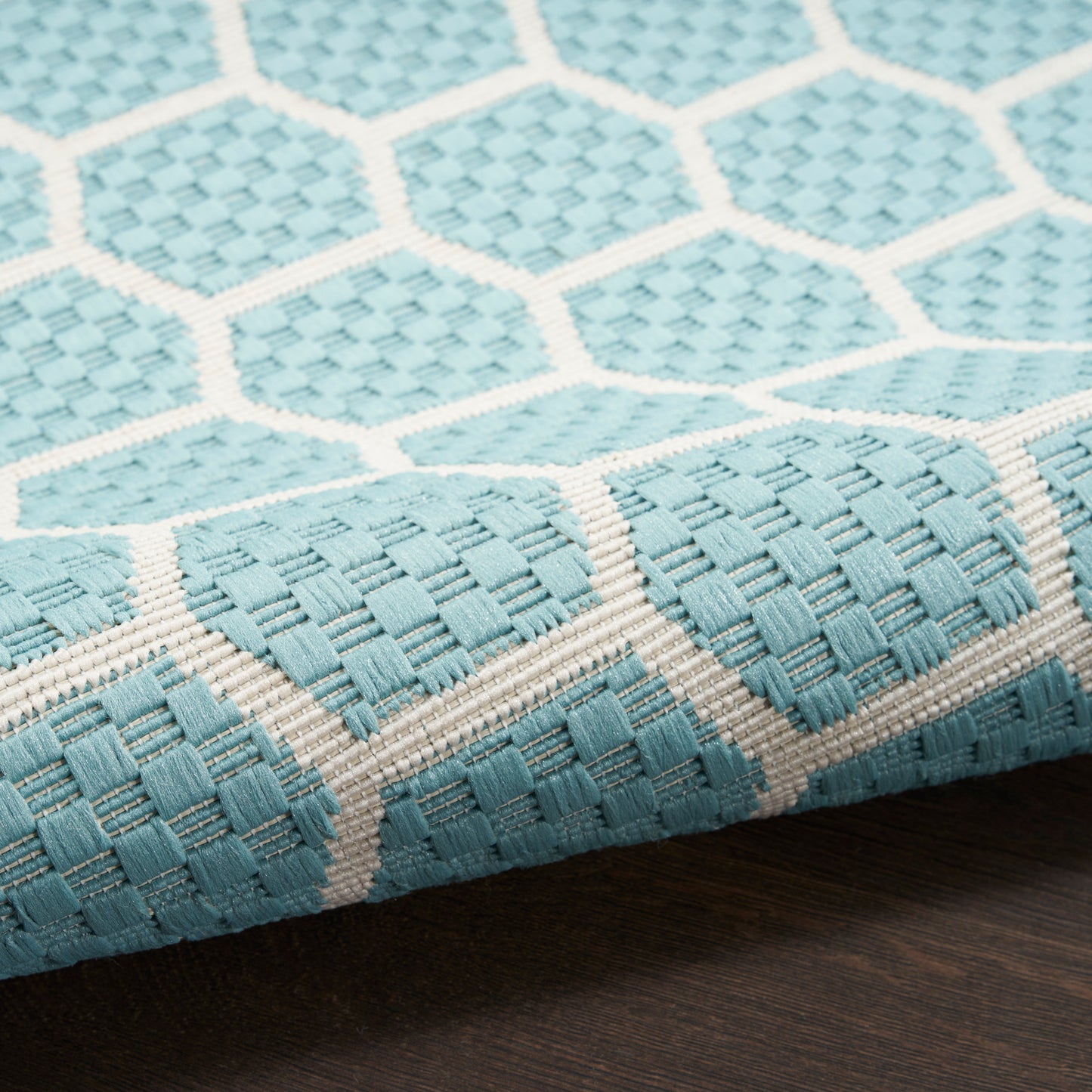 Nourison Twist Reversible 5' x 7' Aqua Modern Rug