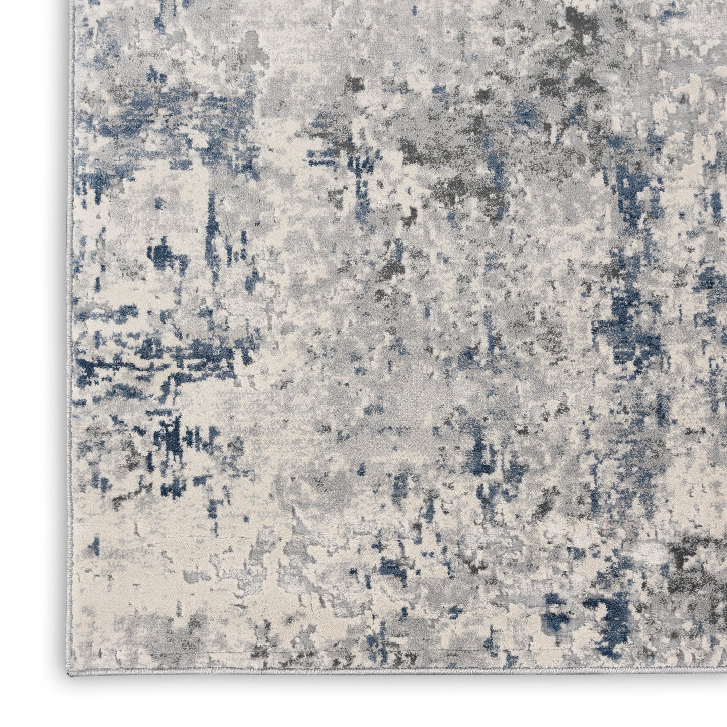 Nourison Rustic Textures 2'2" x 7'6" Ivory/Grey/Blue Modern Indoor Rug